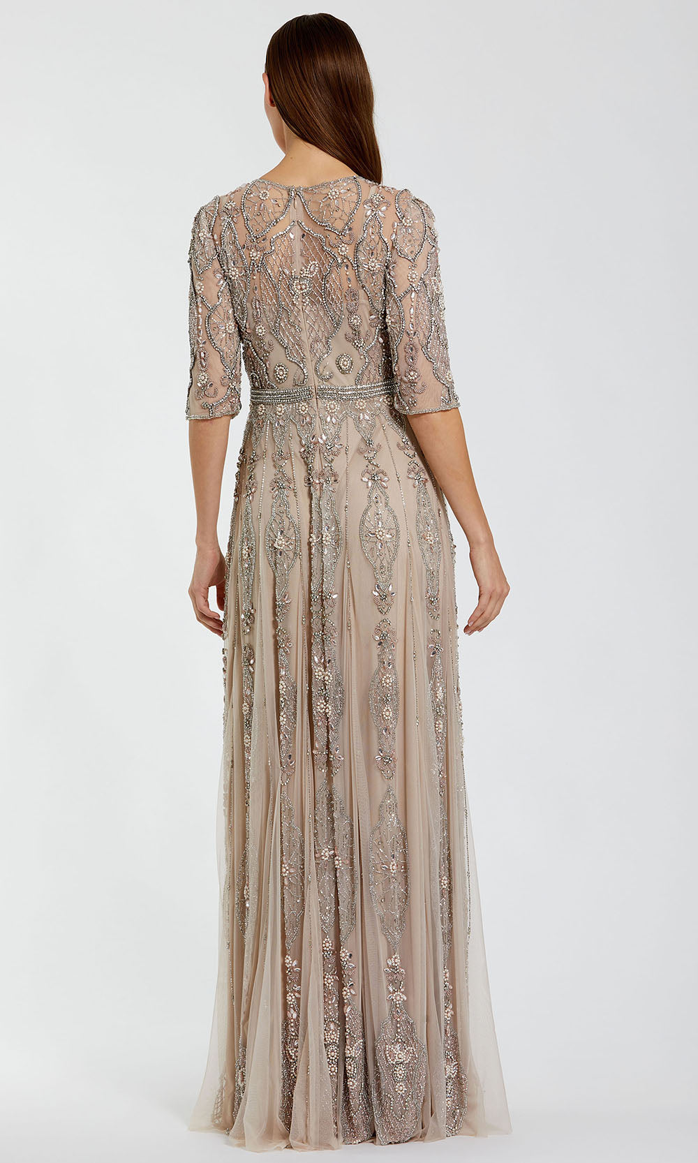 Mac Duggal 10115 - Jewel Neck Geometric Beaded Gown Mother of the Bride Dresses