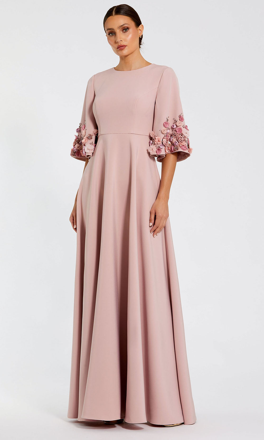 Mac Duggal 11854 - Elegant Jewel Neck Crepe Gown Formal Gowns