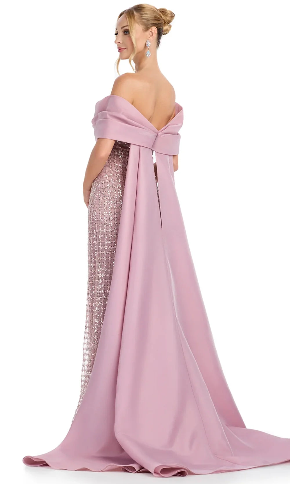 Ashley Lauren 12020 - Beaded Bodice Sheath Gown with Cape Formal Gowns