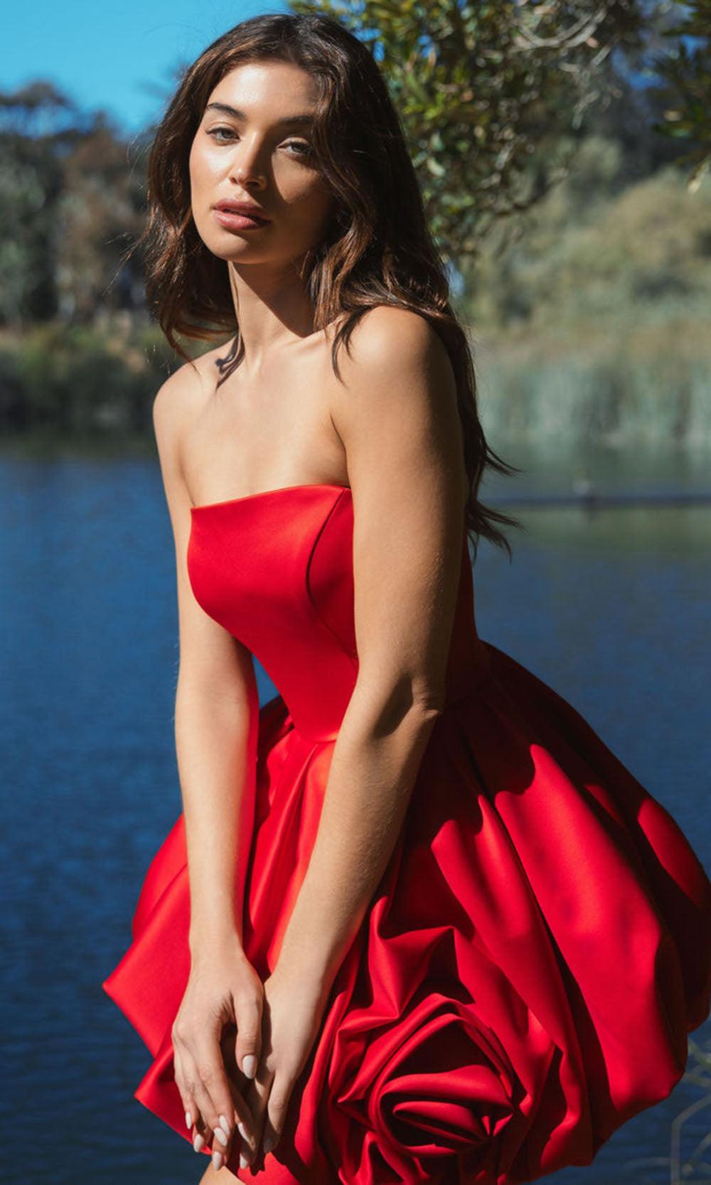 Ieena Duggal 20705 - Bubble Hem Straight-Across Short Dress Homecoming Dresses
