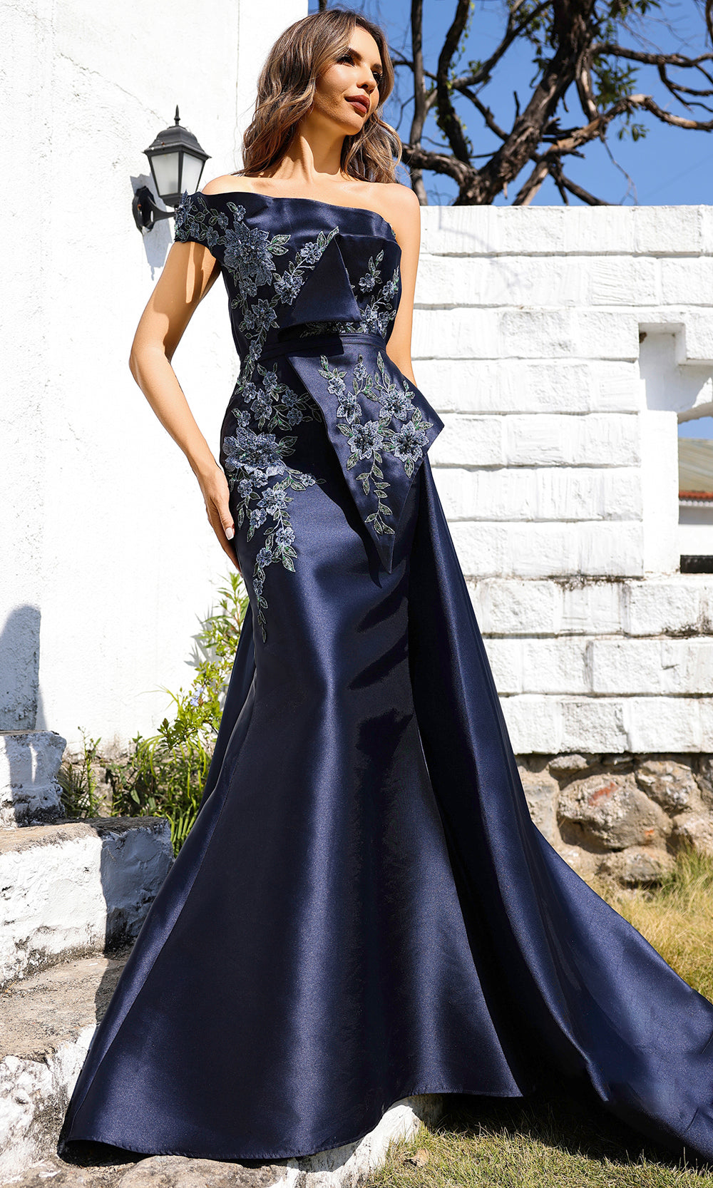 Terani Couture 252M5309 - Applique Sheath Gown with Overskirt Mother of the Bride Dresses