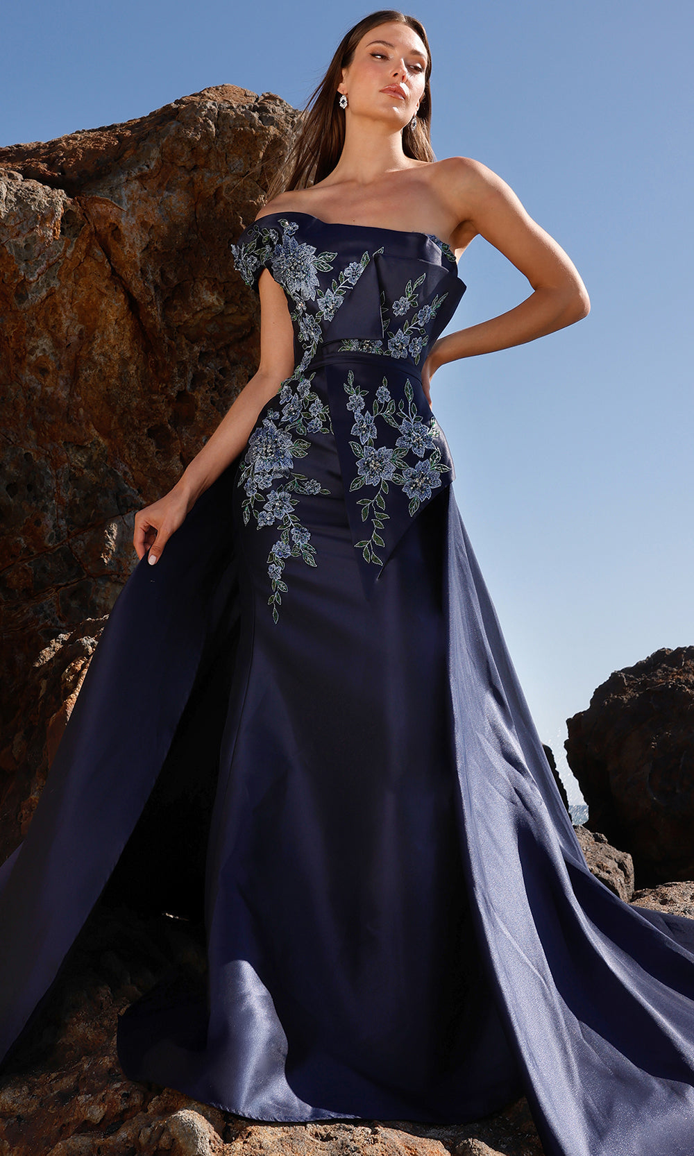 Terani Couture 252M5309 - Applique Sheath Gown with Overskirt Mother of the Bride Dresses