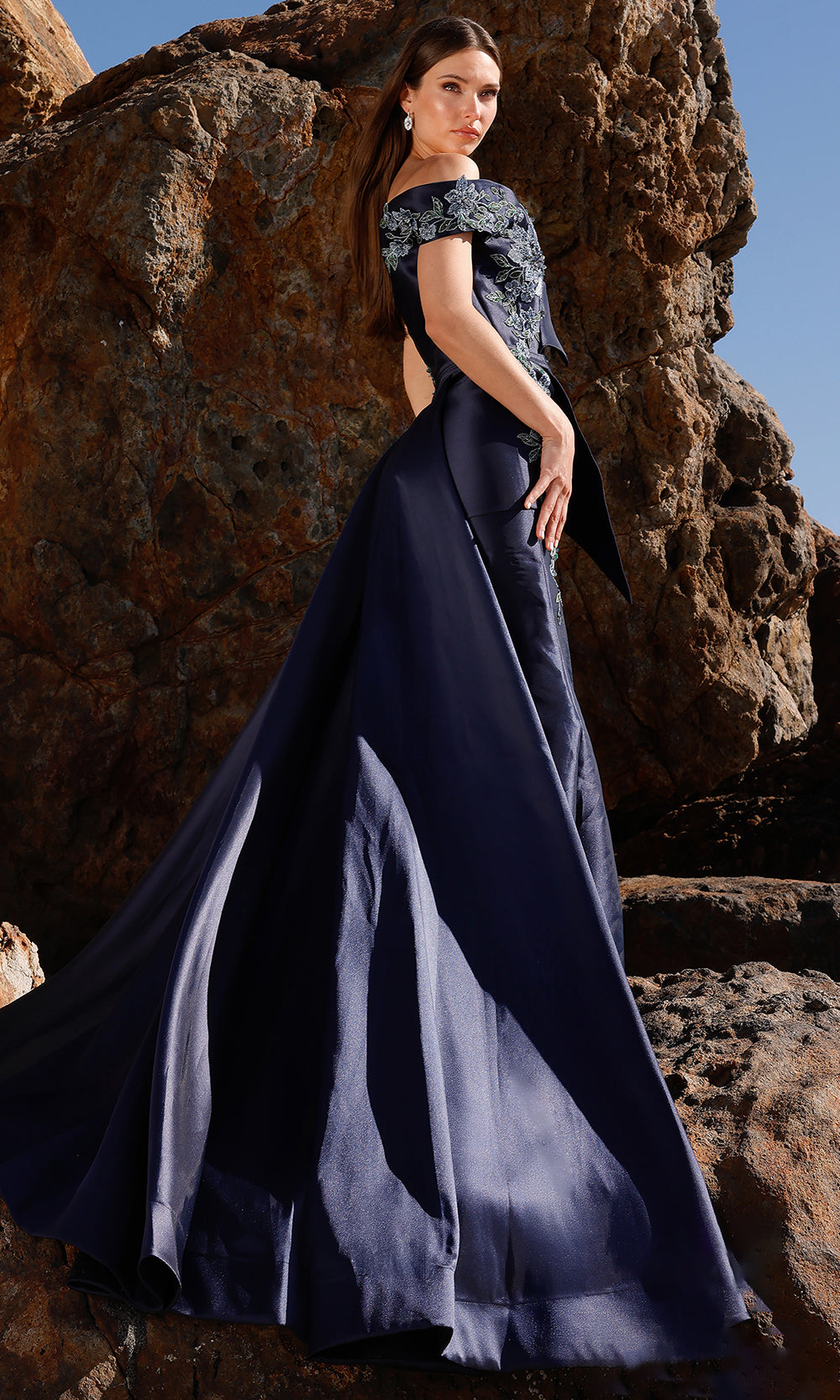 Terani Couture 252M5309 - Applique Sheath Gown with Overskirt Mother of the Bride Dresses