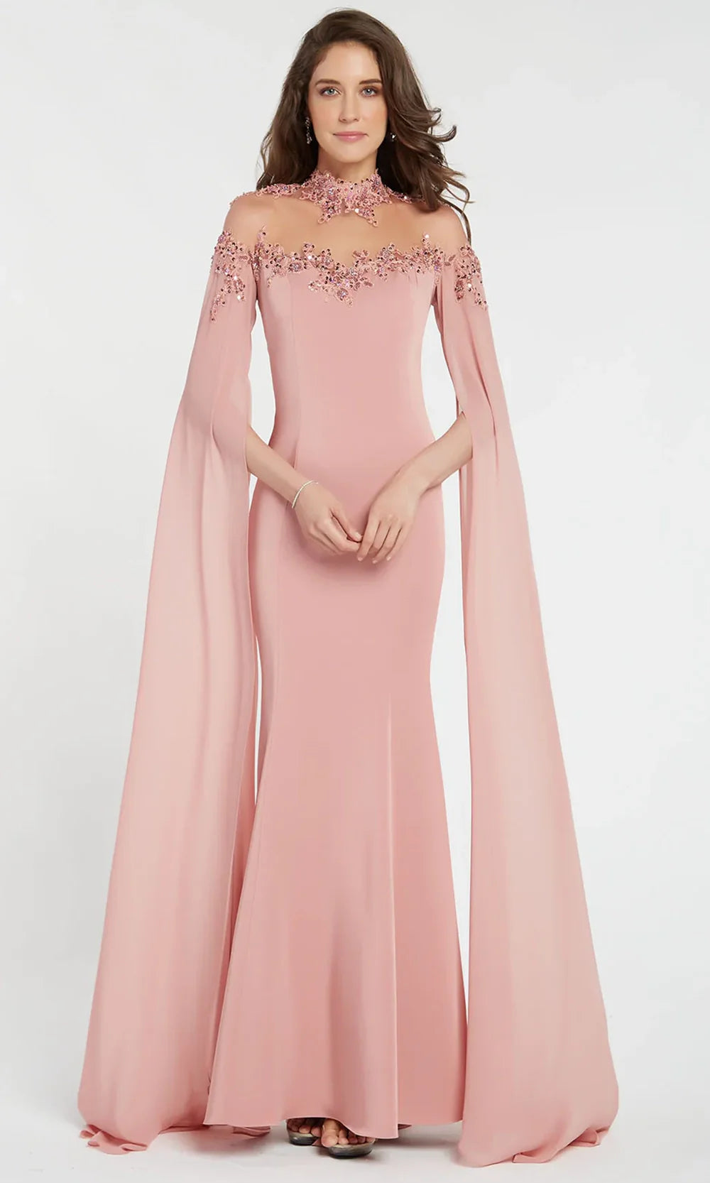 Alyce Paris - 27173 lace Applique Chiffon Gown with Long Flowy Sleeves - 1 pc Black In Size 12 Available main image 0