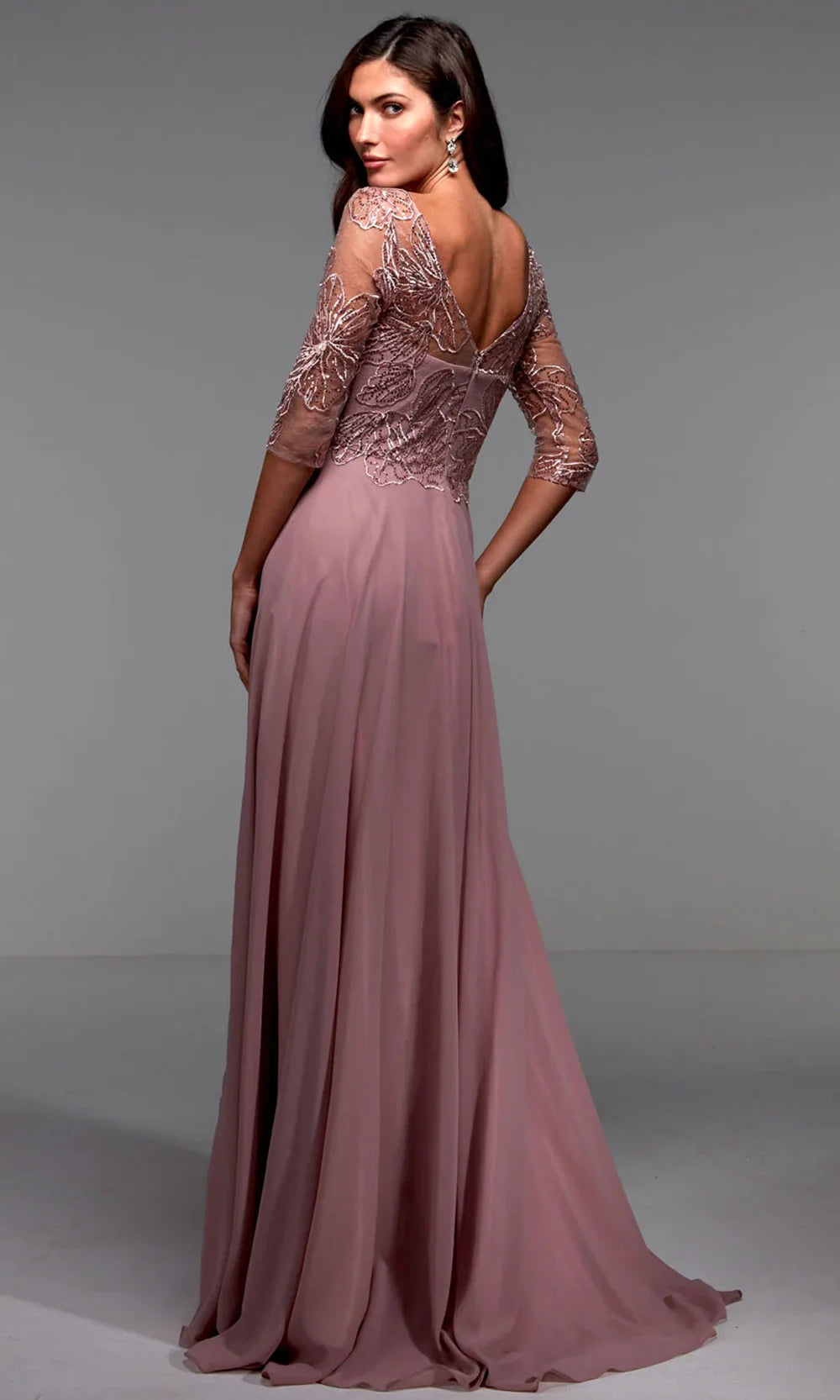 Alyce Paris 27475 - Quarter Sleeve Chiffon Formal Gown Mother of the Bride Dresses