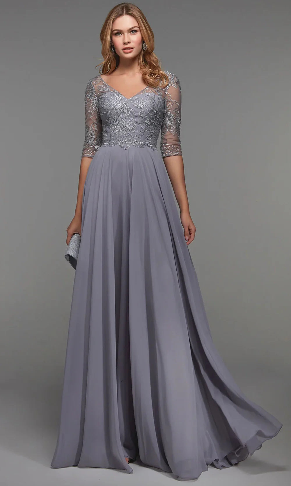 Alyce Paris 27475 - Quarter Sleeve Chiffon Formal Gown Mother of the Bride Dresses