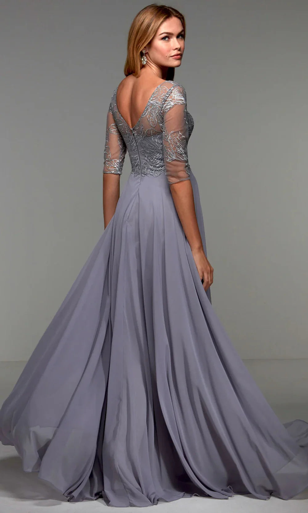 Alyce Paris 27475 - Quarter Sleeve Chiffon Formal Gown Mother of the Bride Dresses