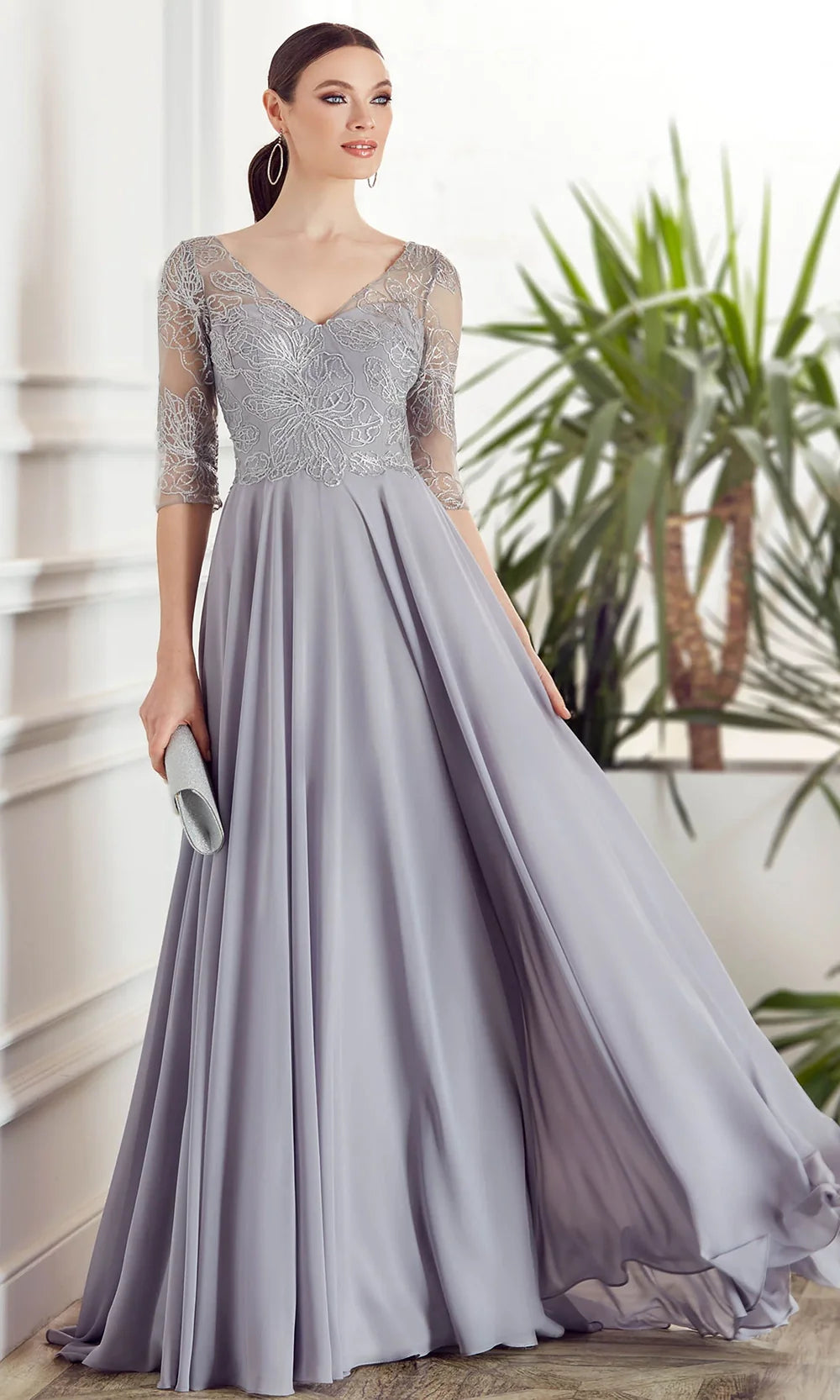 Alyce Paris 27475 - Quarter Sleeve Chiffon Formal Gown Mother of the Bride Dresses