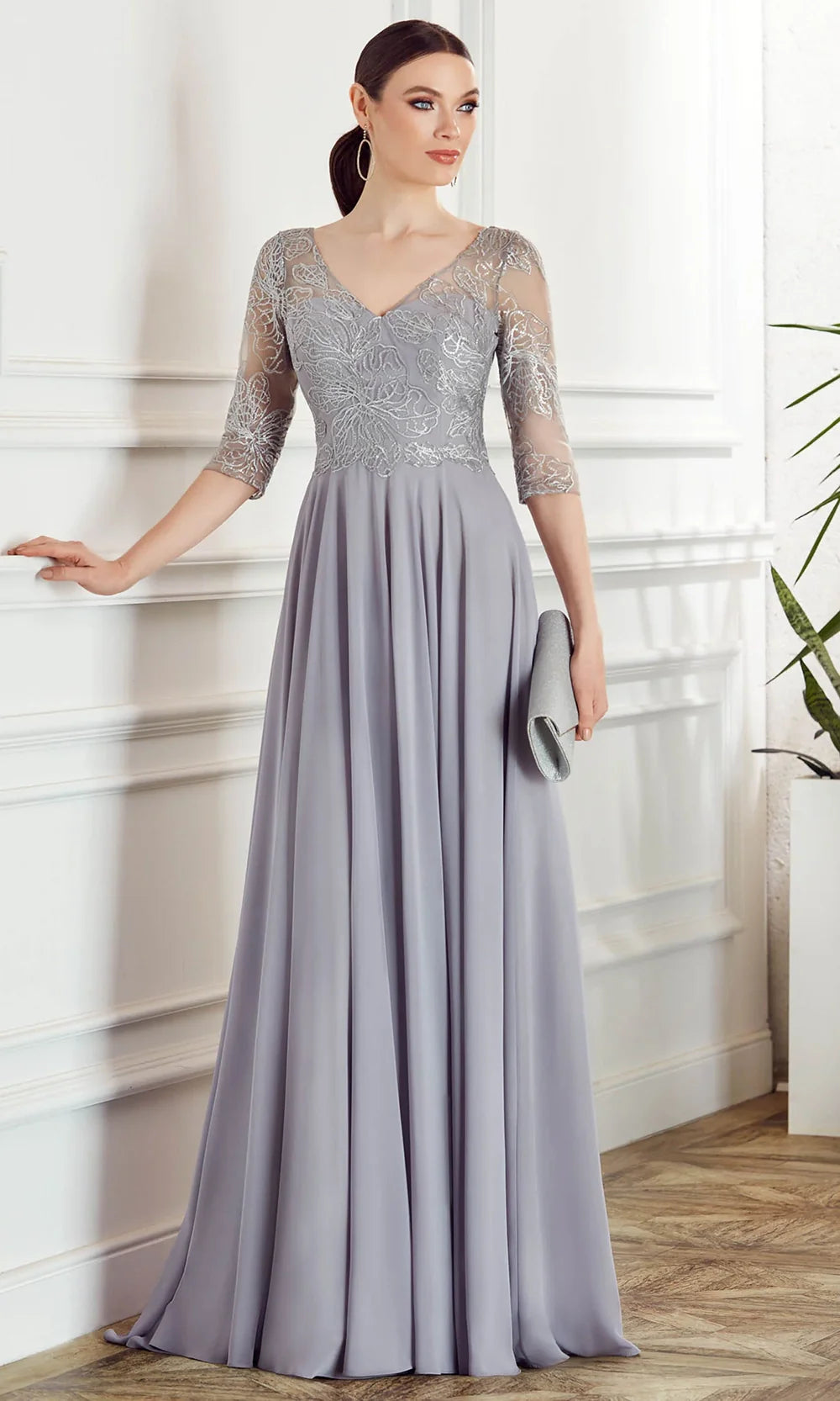 Alyce Paris 27475 - Quarter Sleeve Chiffon Formal Gown Mother of the Bride Dresses