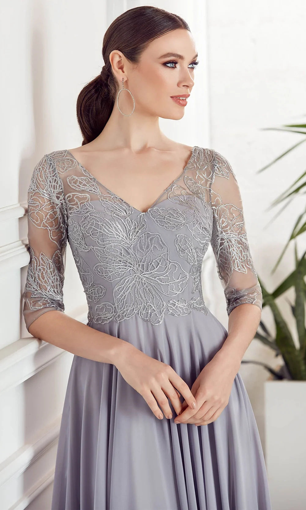 Alyce Paris 27475 - Quarter Sleeve Chiffon Formal Gown Mother of the Bride Dresses