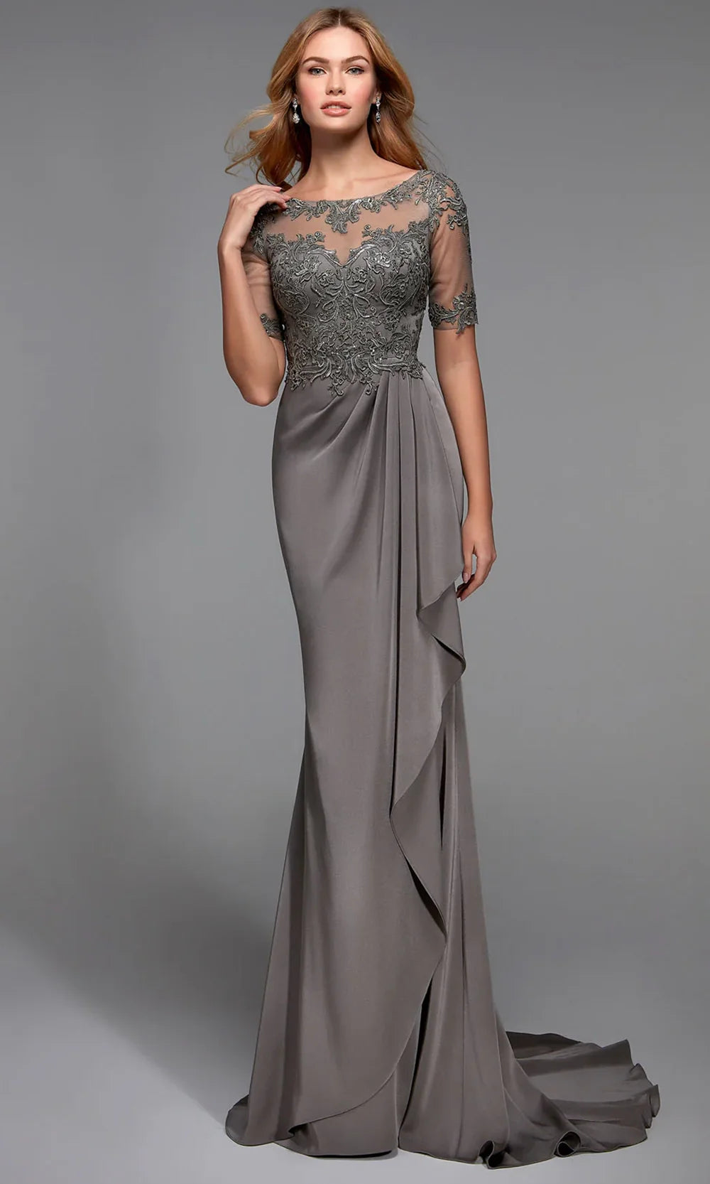 Alyce Paris 27477 - Short Sleeve Draped Formal Gown Mother of the Bride Dresses