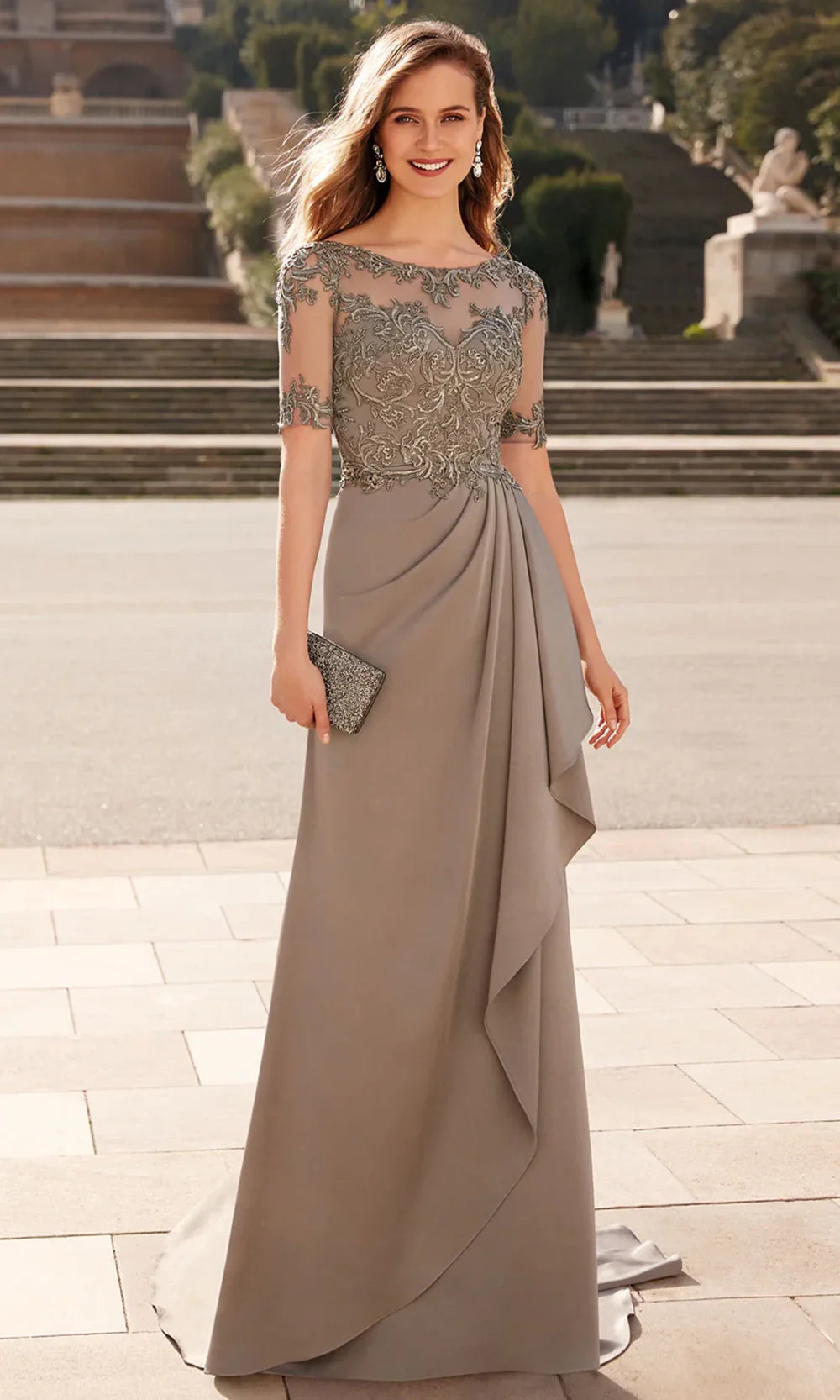 Alyce Paris 27477 - Short Sleeve Draped Formal Gown Mother of the Bride Dresses