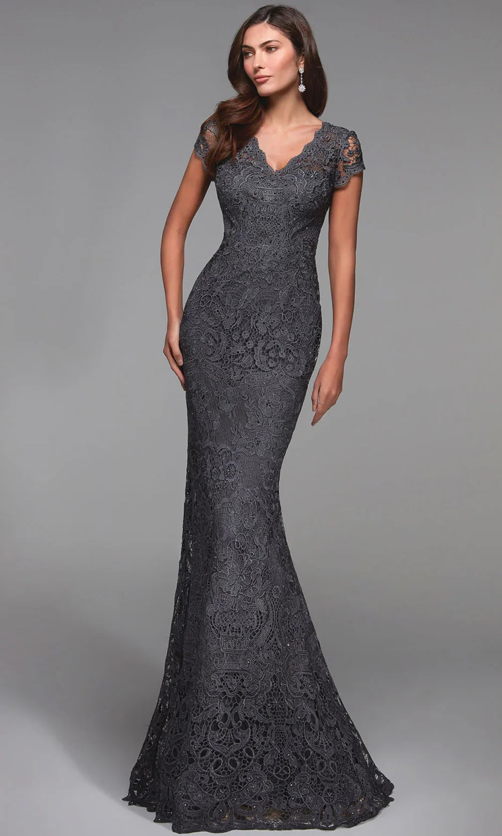 Alyce Paris 27478 - Scalloped V-Neck Beaded Lace Gown Mother of the Bride Dresses