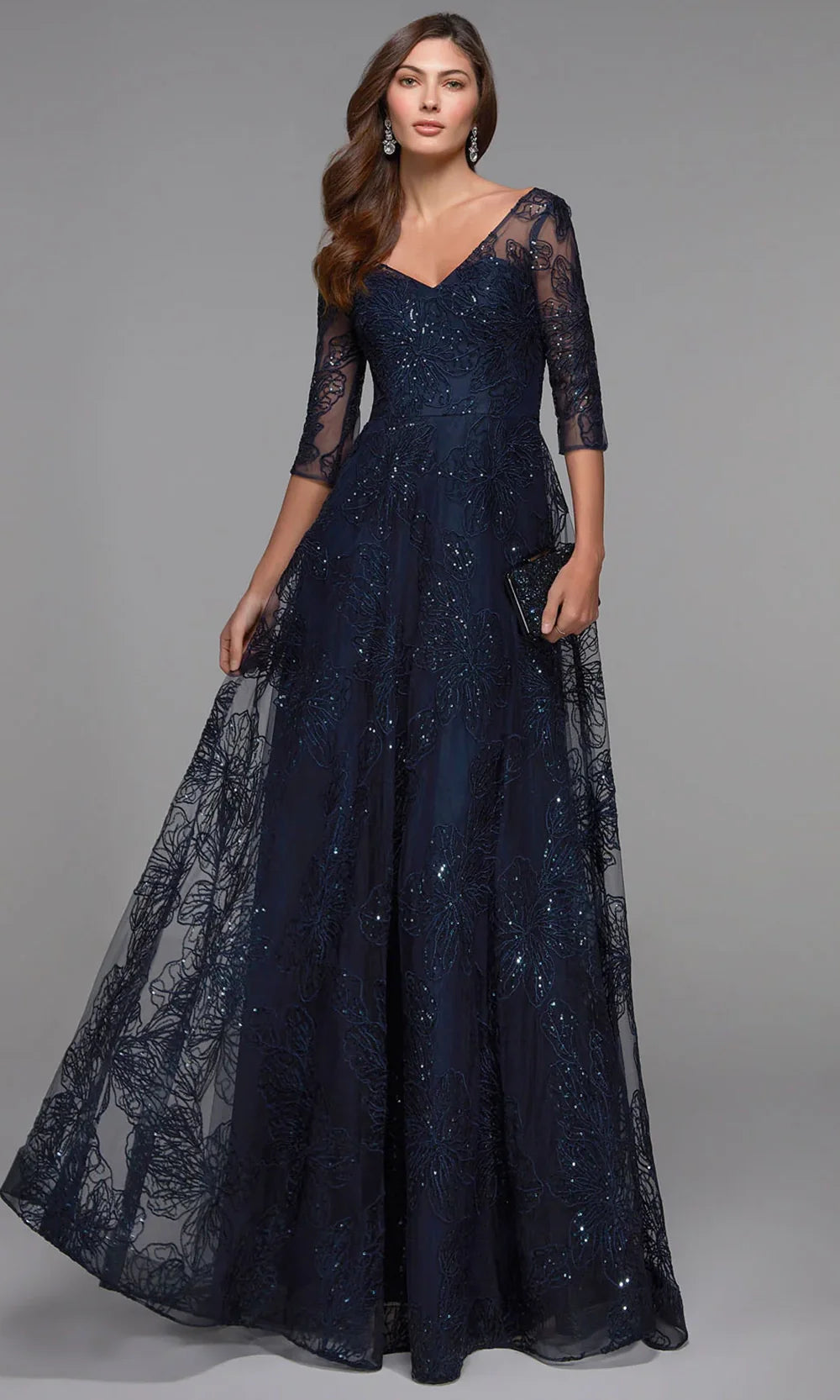 Alyce Paris 27494 - Illusion Sleeve Sequin Lace Dress Mother of the Bride Dresses