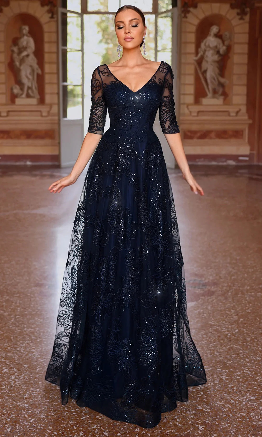 Alyce Paris 27494 - Illusion Sleeve Sequin Lace Dress Mother of the Bride Dresses