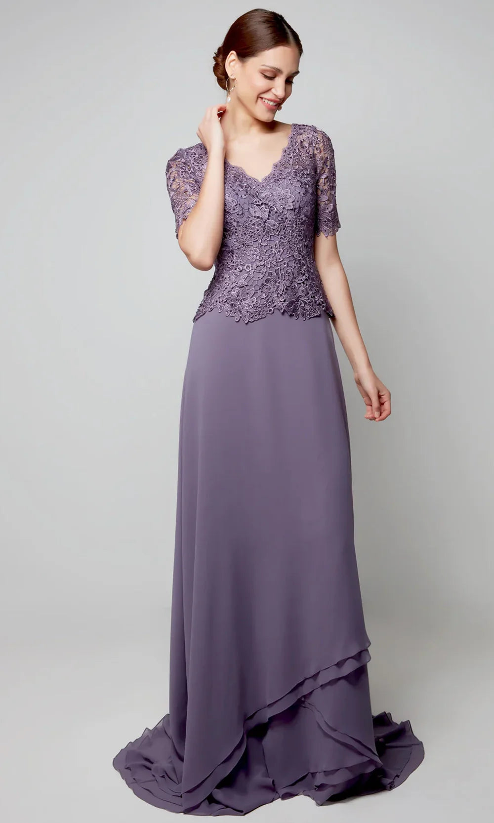 Alyce Paris 27556 - Short Sleeve Floral Lace Formal Dress Mother of the Bride Dresses