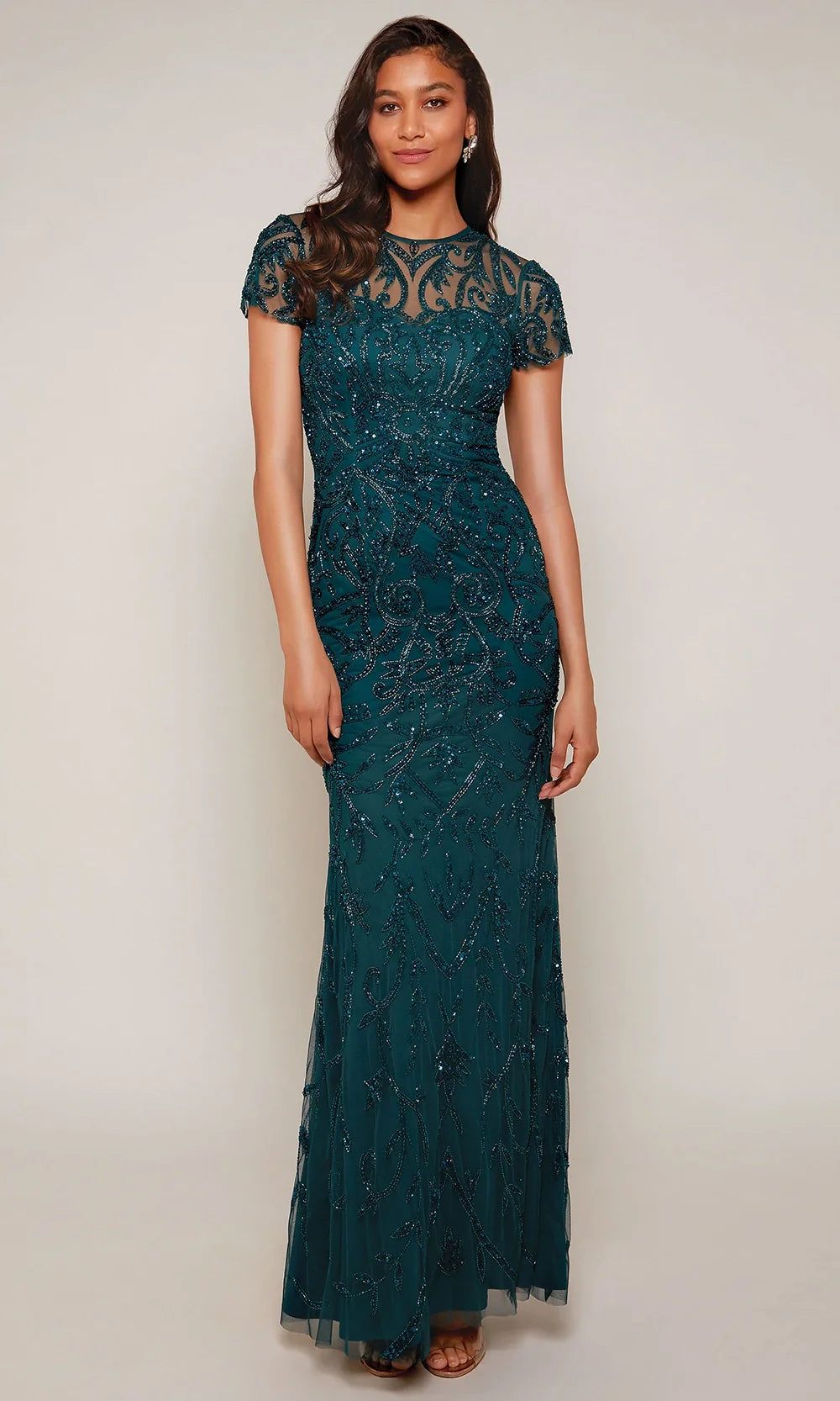 Alyce Paris 27607 - Short Sleeve Beaded Overlay Gown Mother of the Bride Dresses