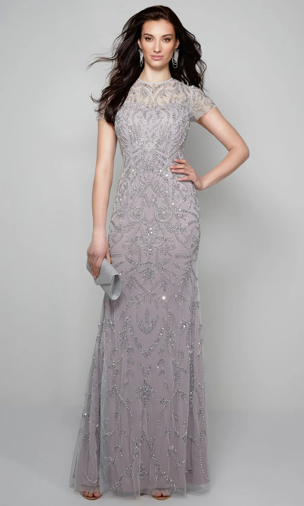 Alyce Paris 27607 - Short Sleeve Beaded Overlay Gown Mother of the Bride Dresses