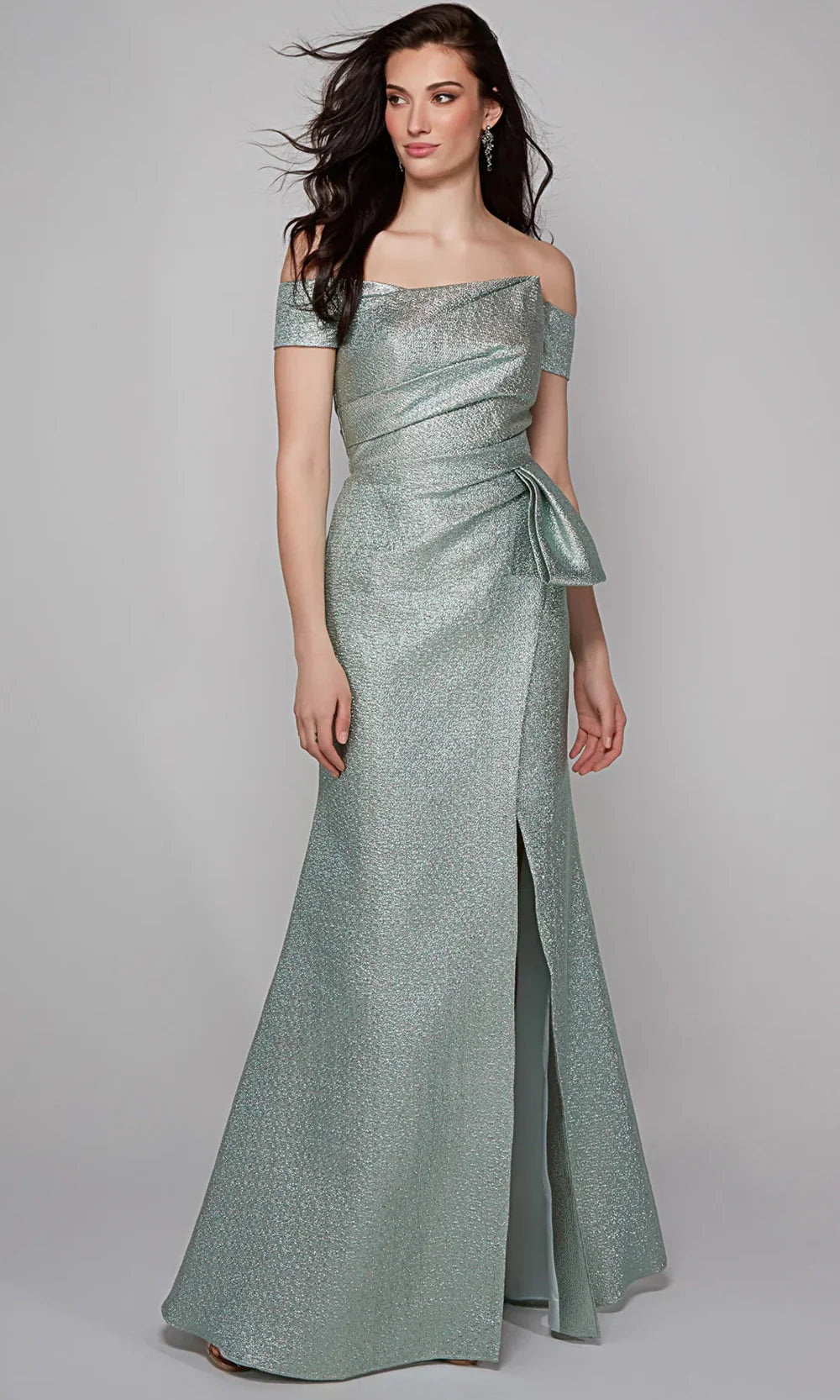 Alyce Paris 27639 - Off Shoulder Textured Gown with Peplum Detail Evening Dresses