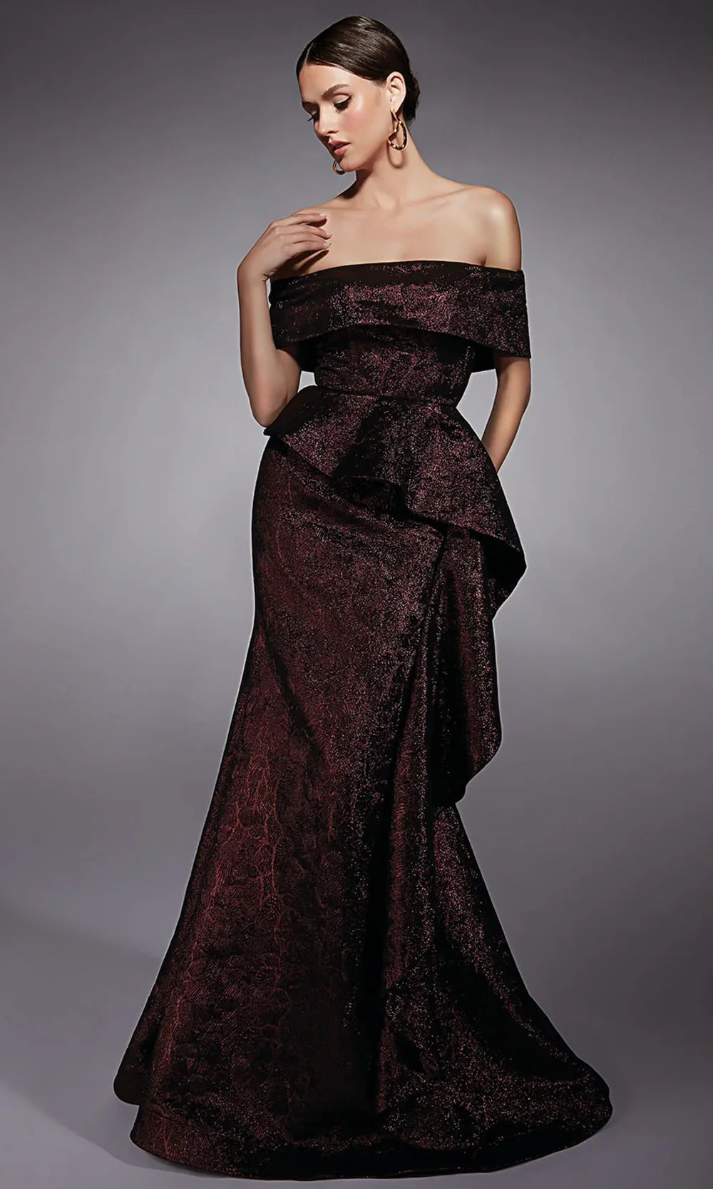 Alyce Paris 27707 - Draped Mermaid Formal Jacquard Gown Formal Gowns