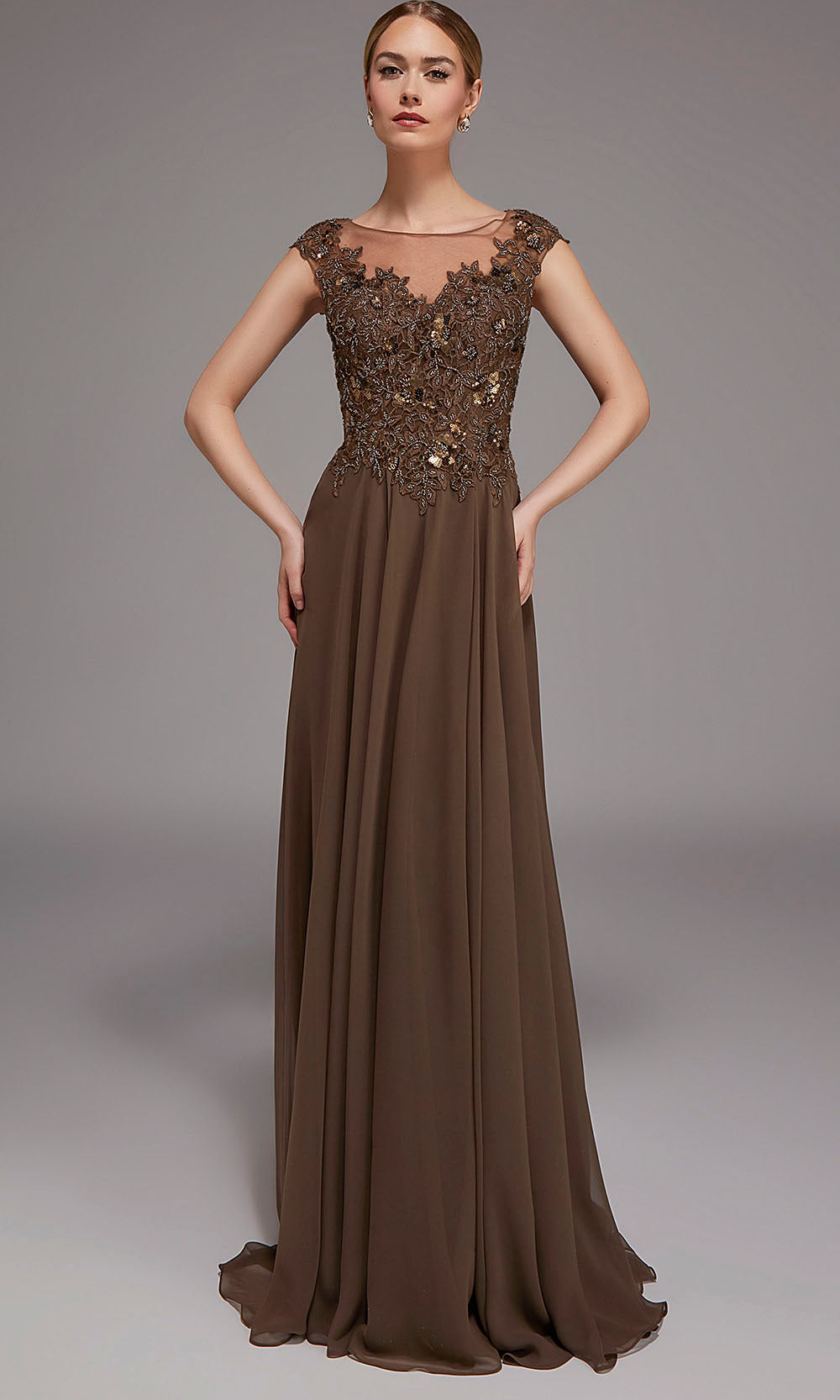 Alyce Paris 27842 - Bateau Neck Applique Gown with Slit Mother of the Bride Dresses