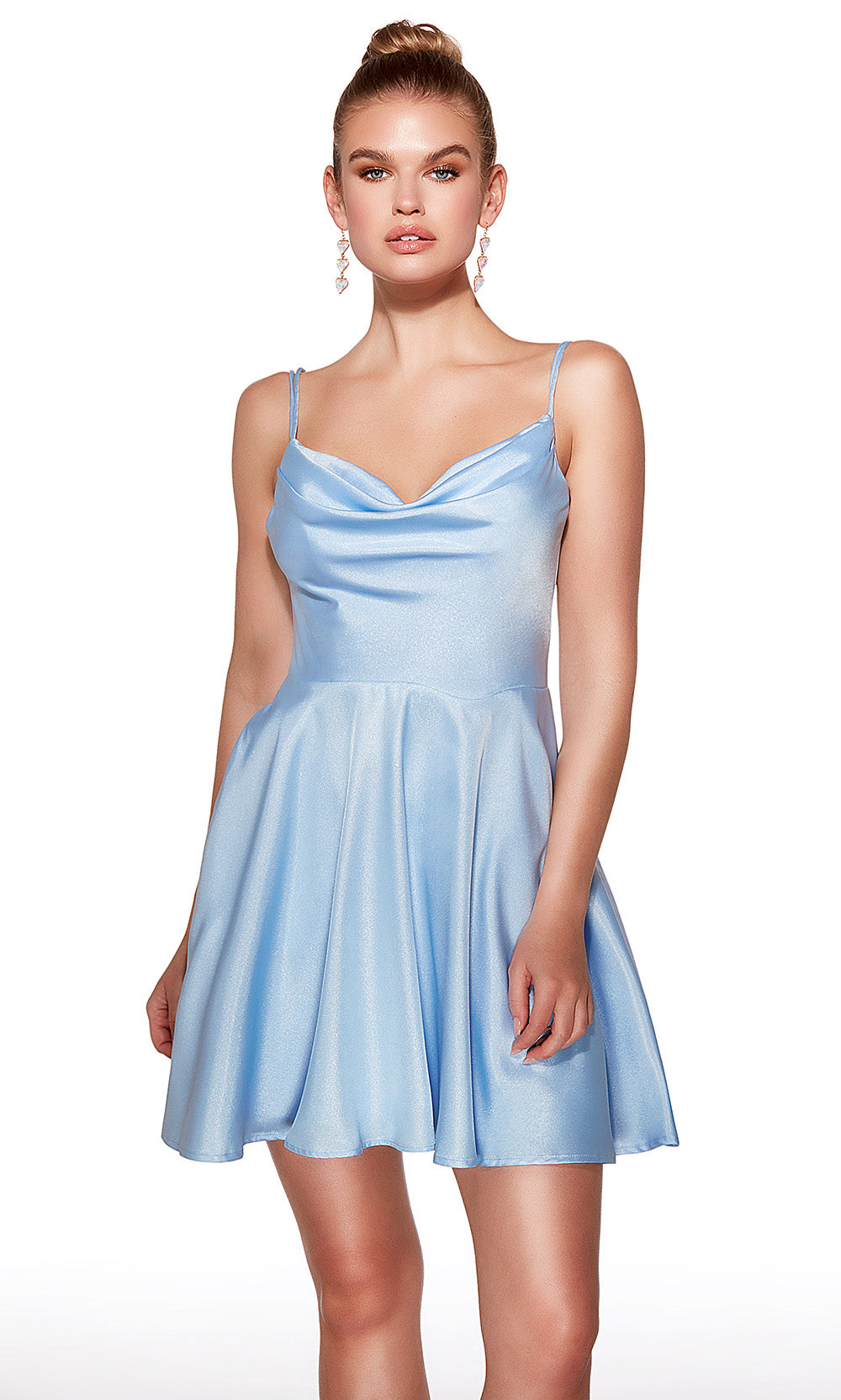knee length dresses for ladies Alyce Paris 30051 - Short Shimmer Satin/Pockets A-line Dress