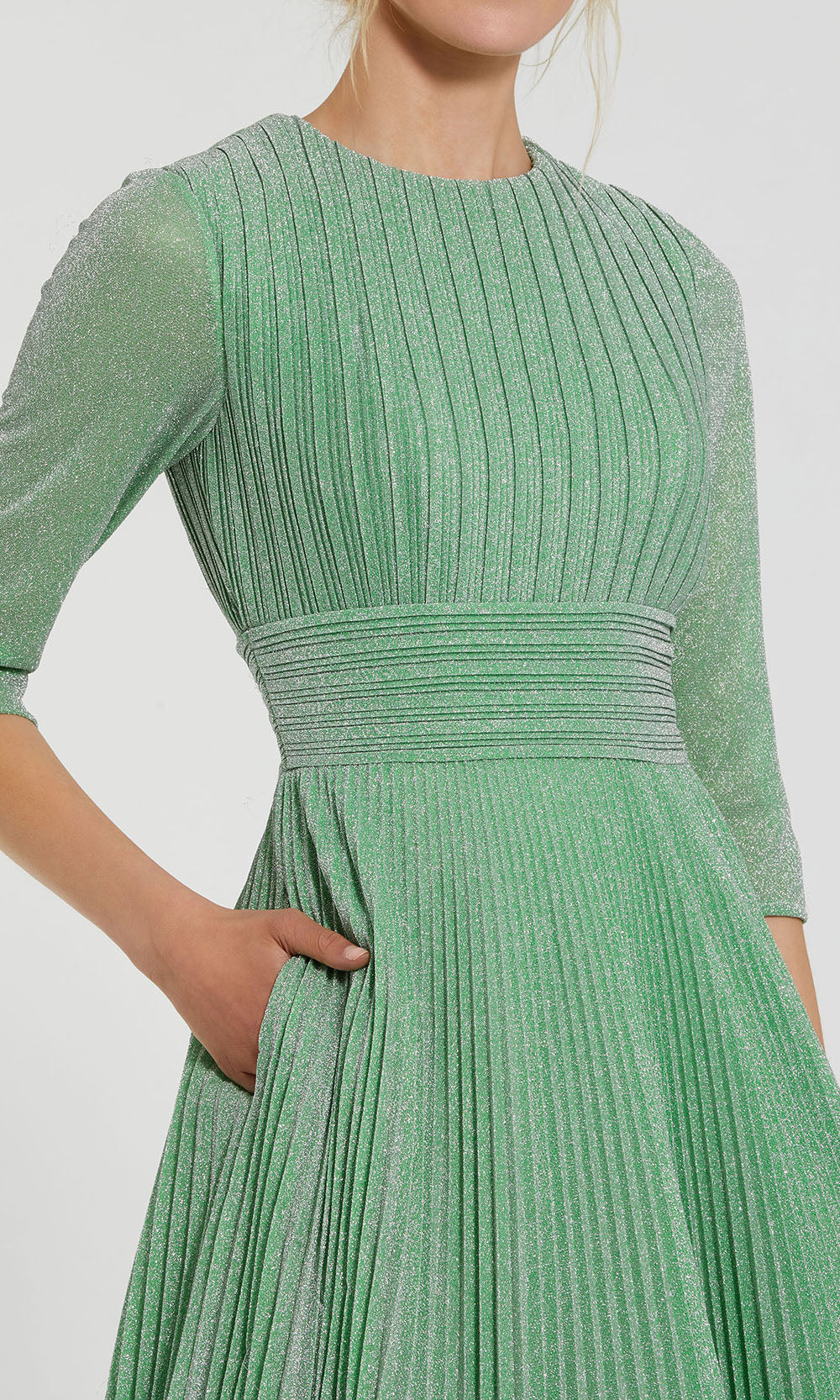 Mac Duggal 30775 - Three-Quarter Sleeve Pleated A-Line Gown Evening Dresses