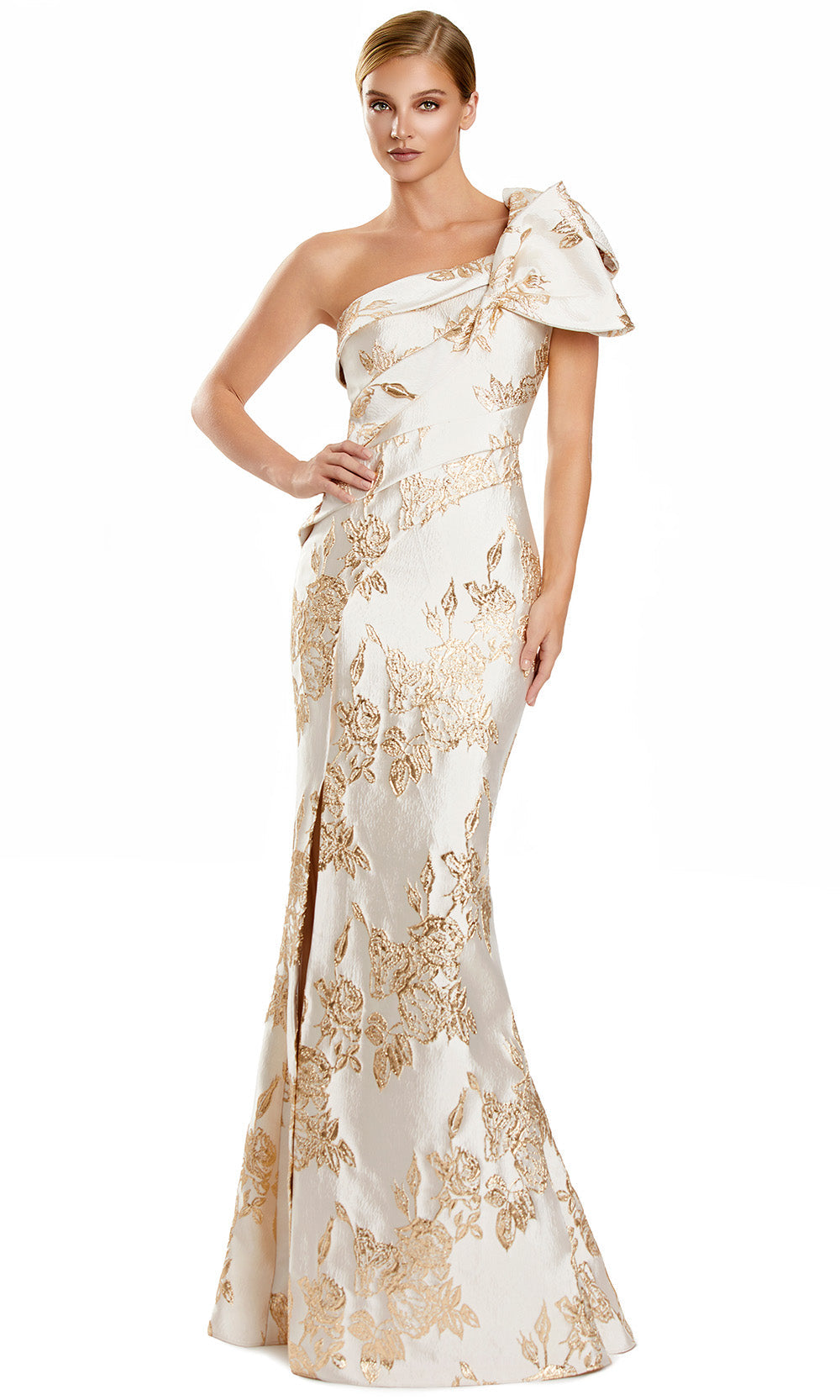 green emerald velvet dress Alexander by Daymor 3105F25 Prom Dress - Champagne/Gold