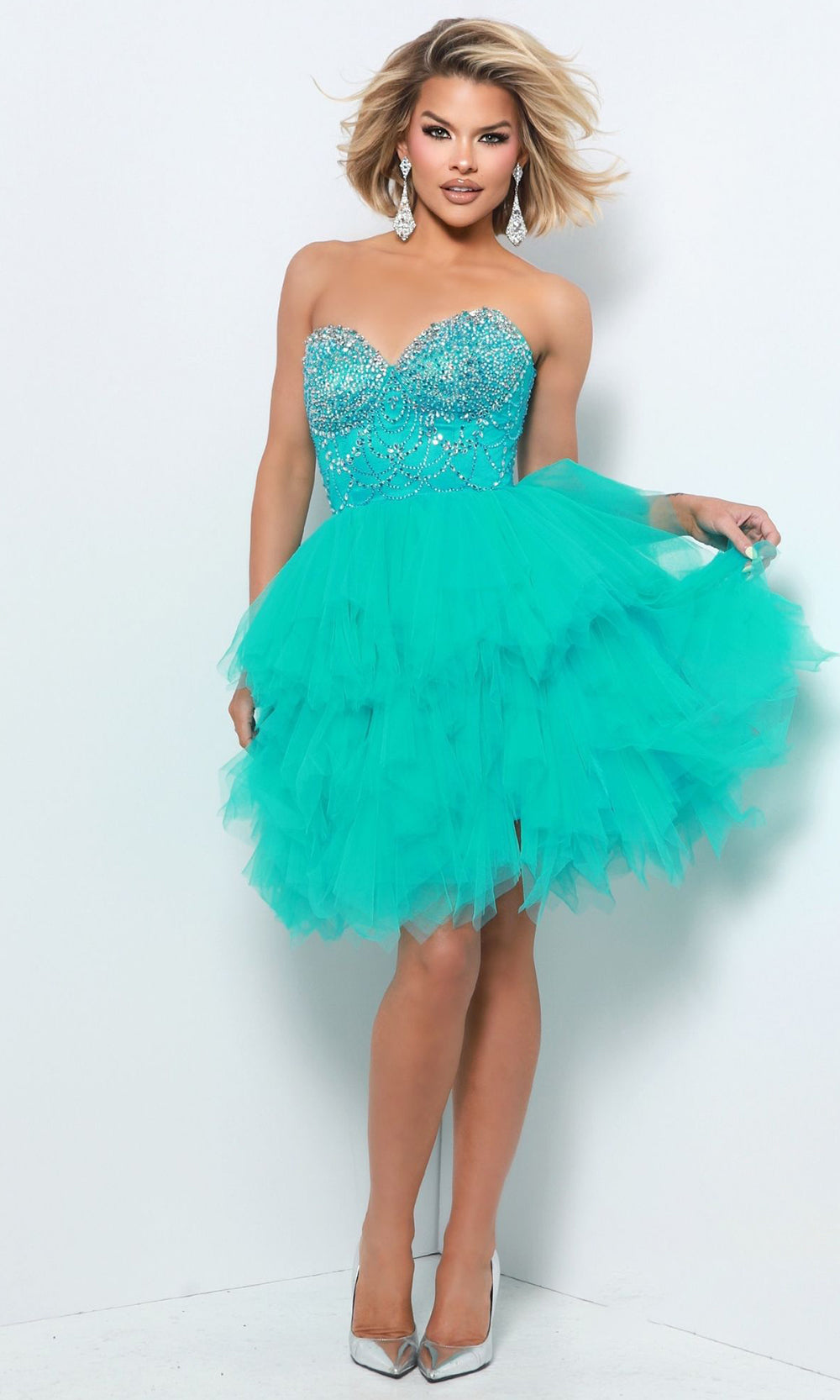 Johnathan Kayne 3136 - Ruffled Skirt Beaded Sweetheart Dress Homecoming Dresses