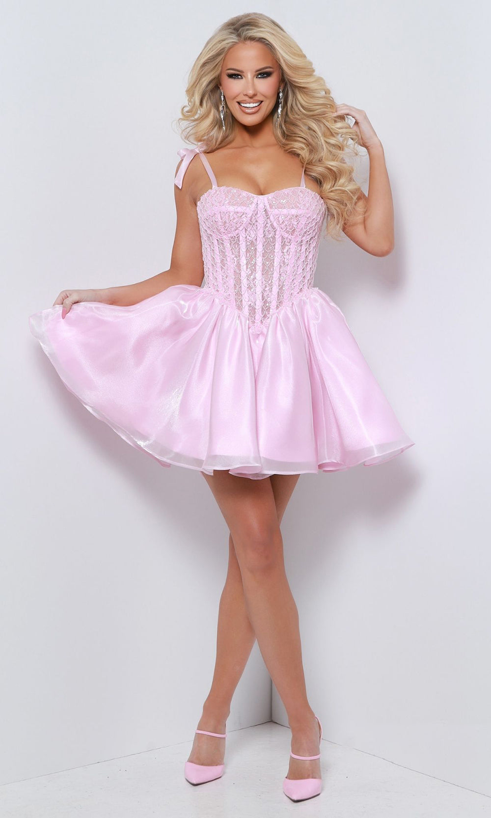 Johnathan Kayne 3155 - Short Mesh, Mirror Organza, Satin Lining A-line Dress 