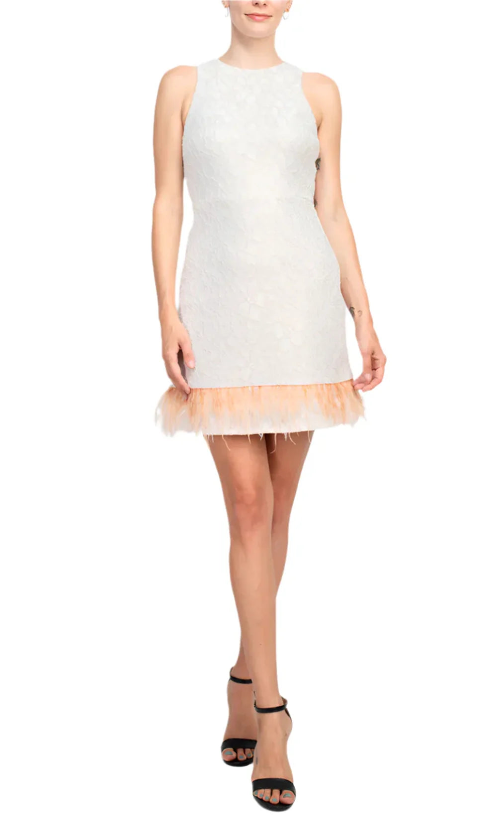 Taylor 3714M - Jewel Neck Ecru Lace Short Dress Cocktail Dresses