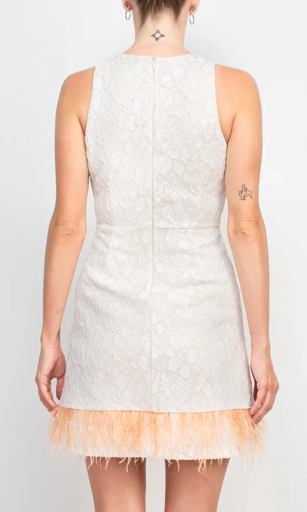 Taylor 3714M - Jewel Neck Ecru Lace Short Dress Cocktail Dresses