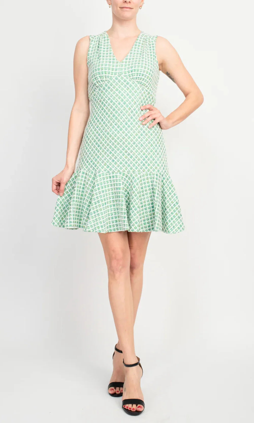 Taylor 3856M - V-Neckline Boucle Short Dress Homecoming Dresses