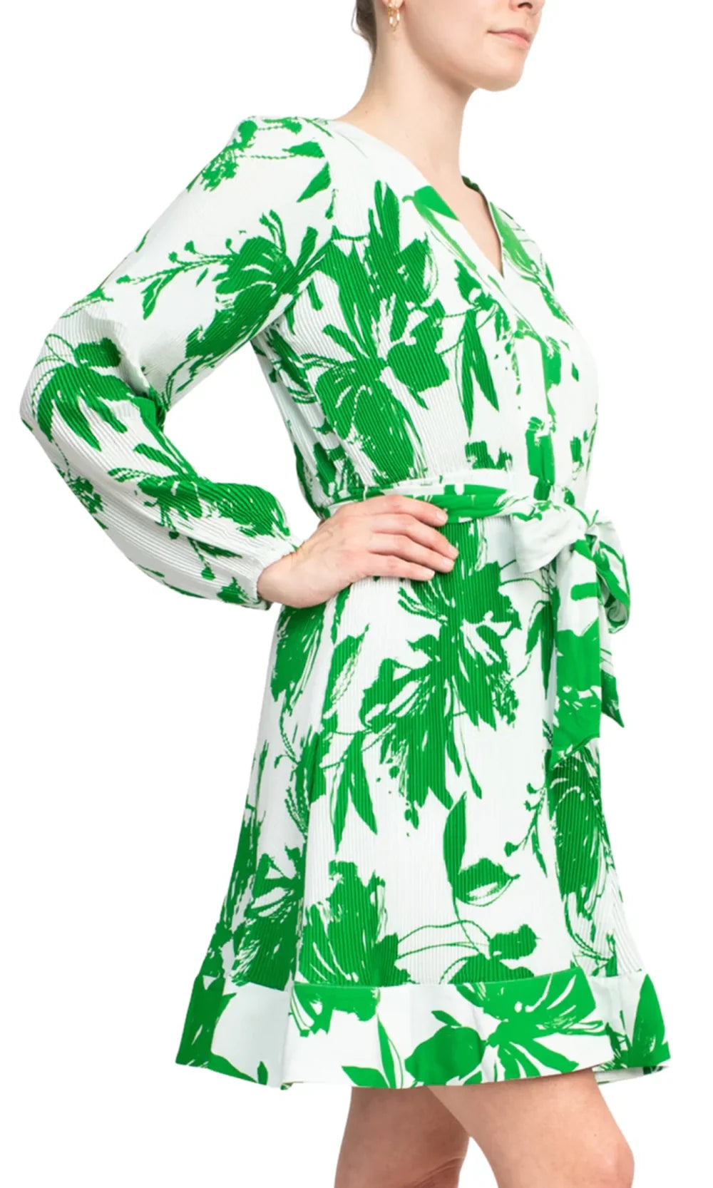 Taylor 3861M - V-Neck Printed Dress with Tie Waist Homecoming Dresses