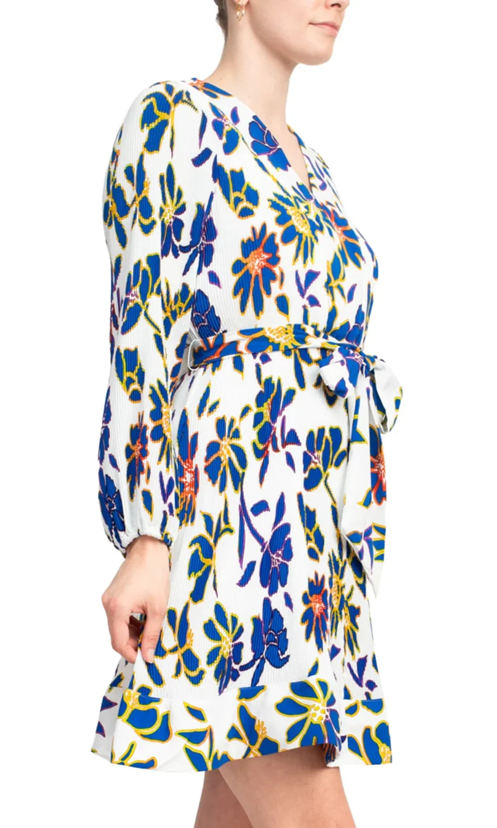 Taylor 3861M - V-Neck Printed Dress with Tie Waist Homecoming Dresses