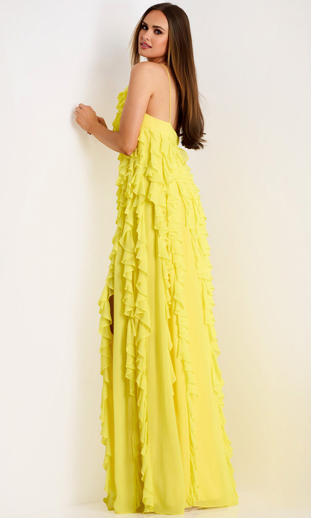 Jovani 39823 - Cascading Ruffle A-line Evening Gown Formal Gowns