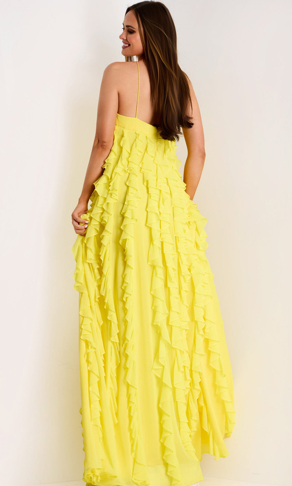 Jovani 39823 - Cascading Ruffle A-line Evening Gown Formal Gowns