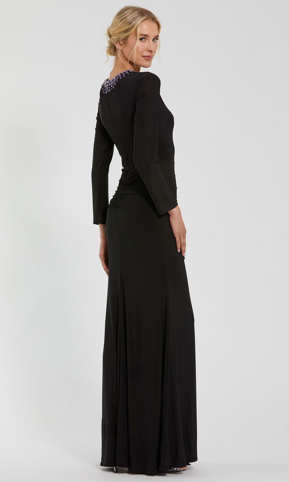 Ieena Duggal 44069 - Long Sleeve Slit Jersey Gown Evening Dresses