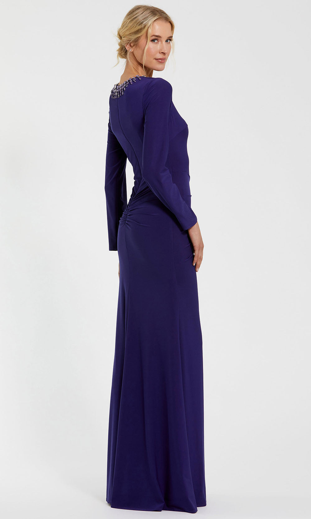 Ieena Duggal 44069 - Long Sleeve Slit Jersey Gown Evening Dresses