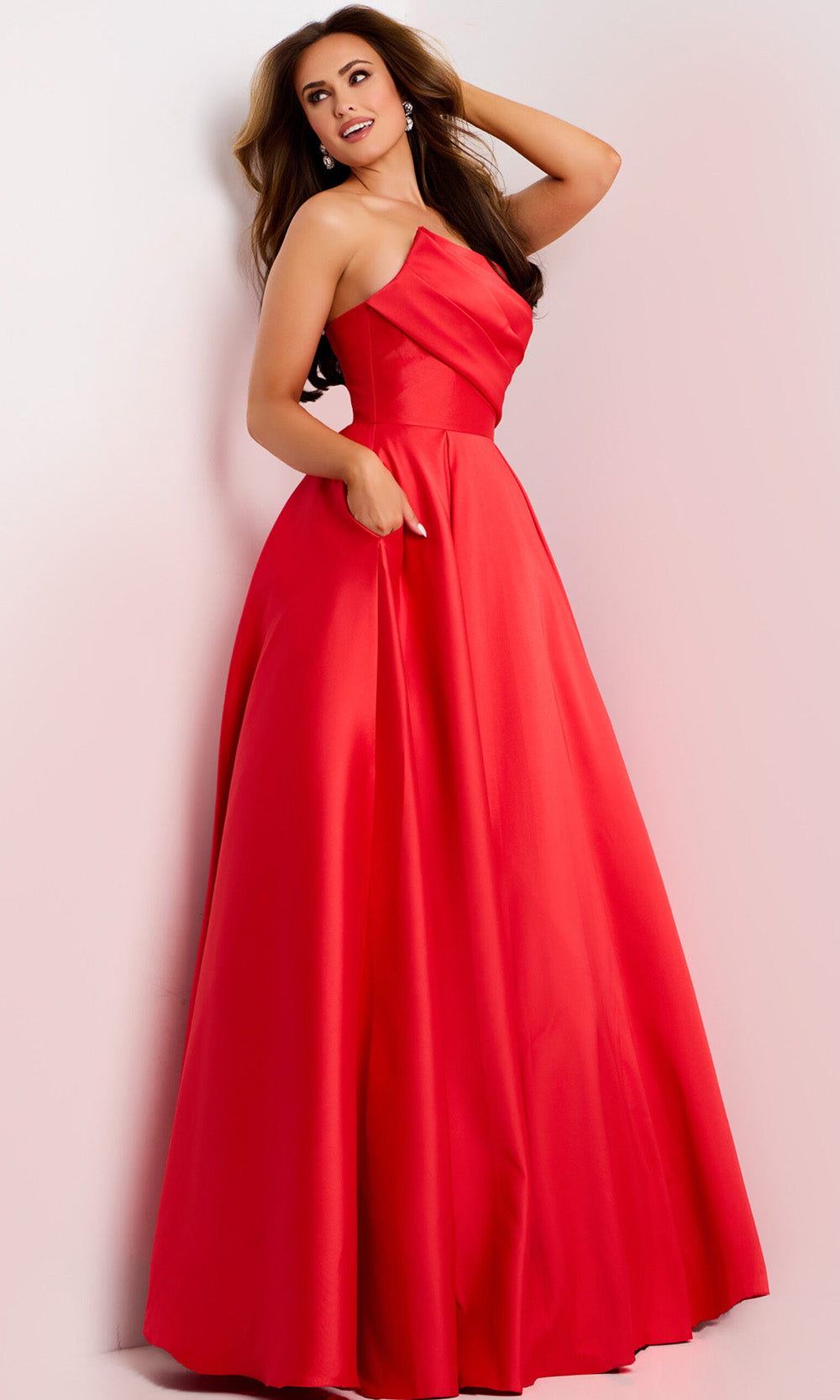 Jovani 44533 - Pleated Bodice Asymmetric Ballgown Ball Gowns