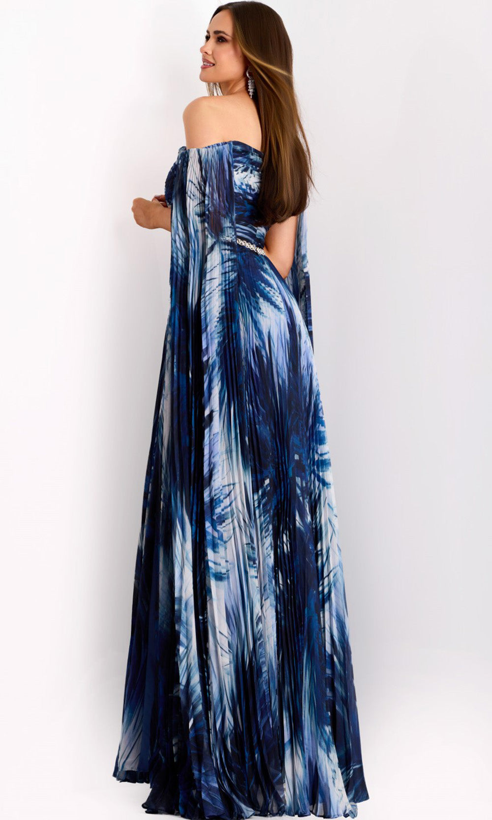 Jovani 45277 - Crystal Belt Printed Chiffon A-Line Gown Mother of the Bride Dresses