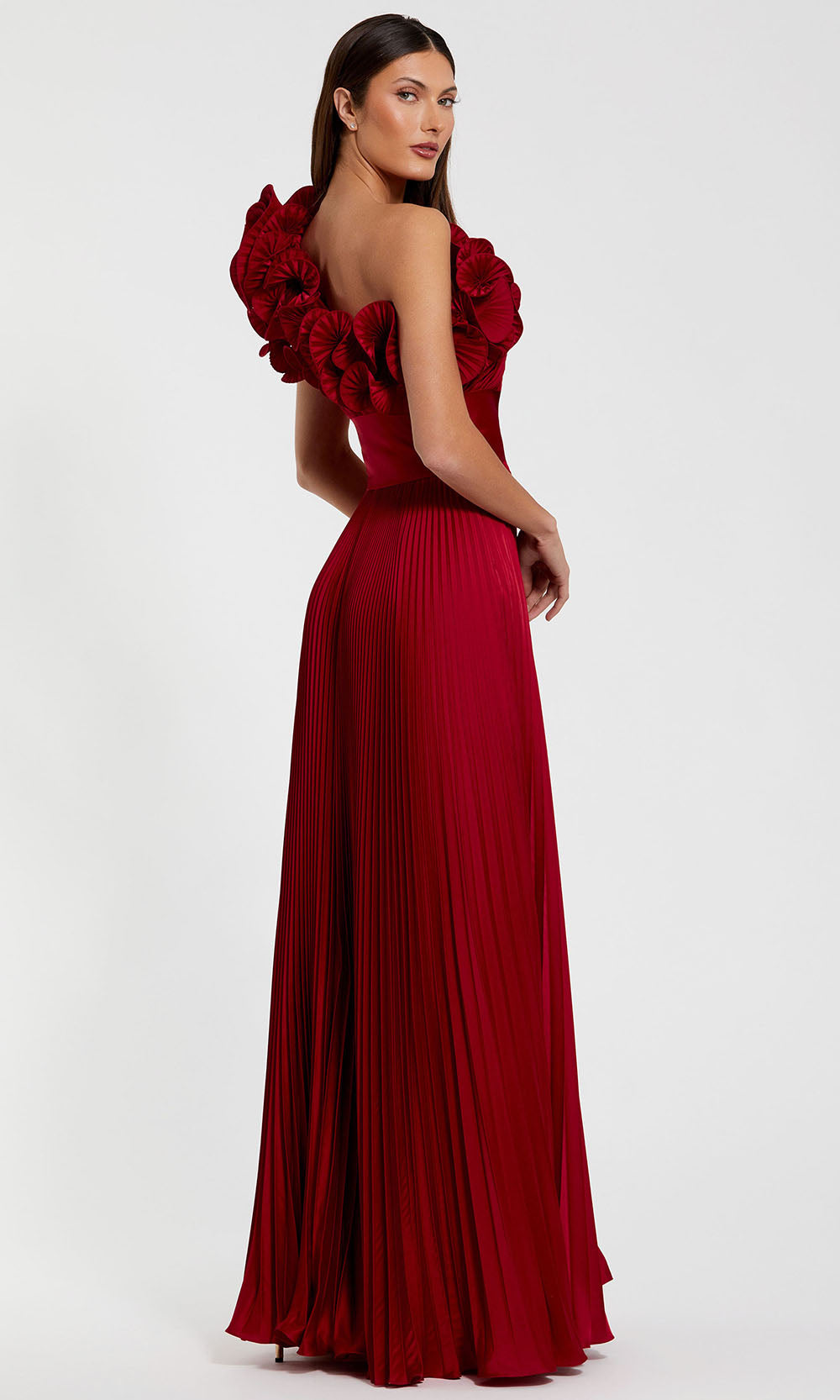 Ieena Duggal 49902 - Ruffle Neckline Pleated A-Line Gown Formal Gowns
