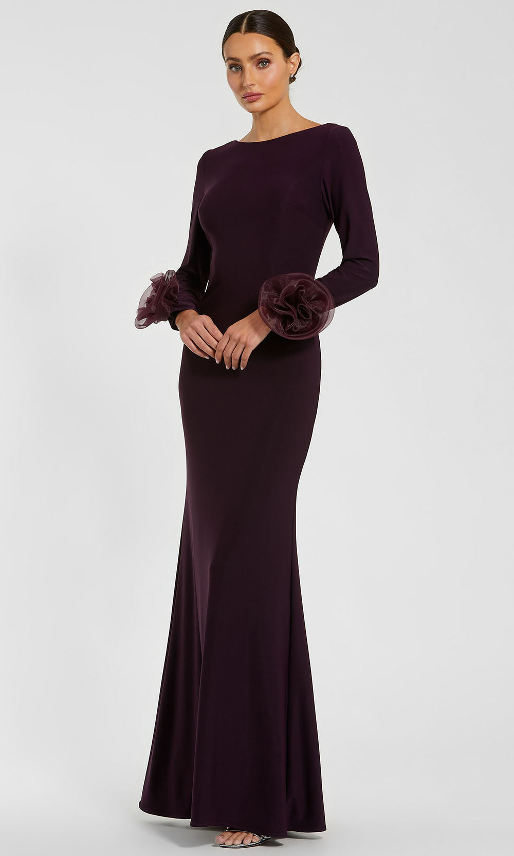 Ieena Duggal 49949 - Rosette Cuff Long Sleeve Sheath Gown Mother of the Bride Dresses