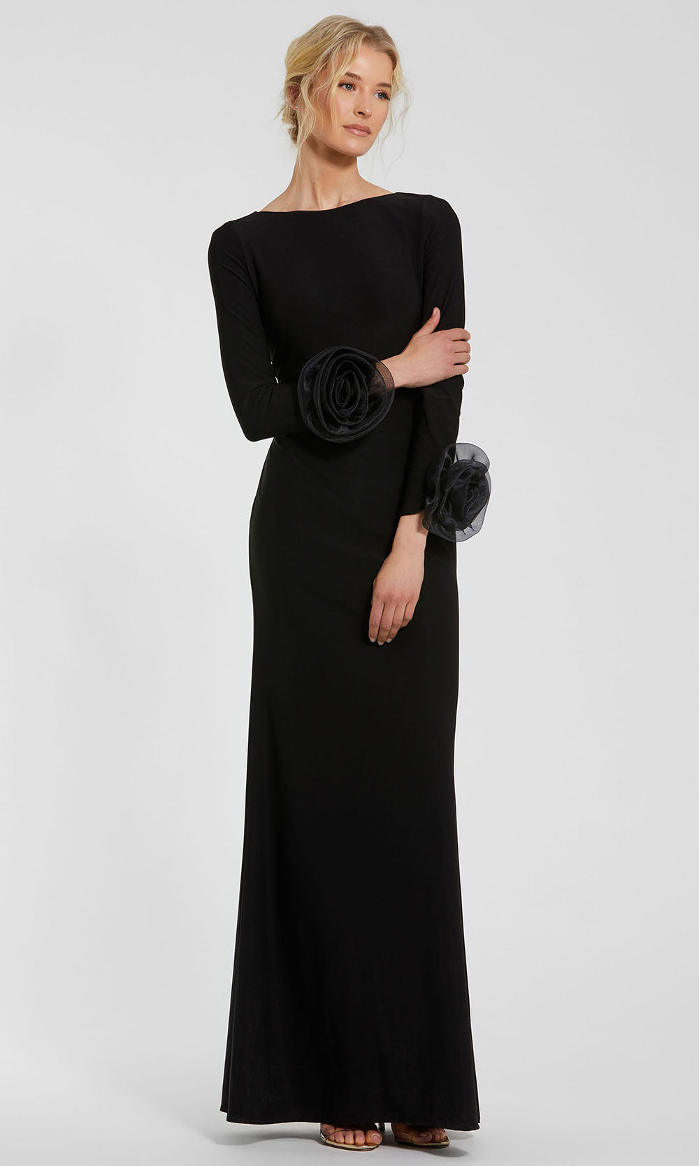 Ieena Duggal 49949 - Rosette Cuff Long Sleeve Sheath Gown Mother of the Bride Dresses