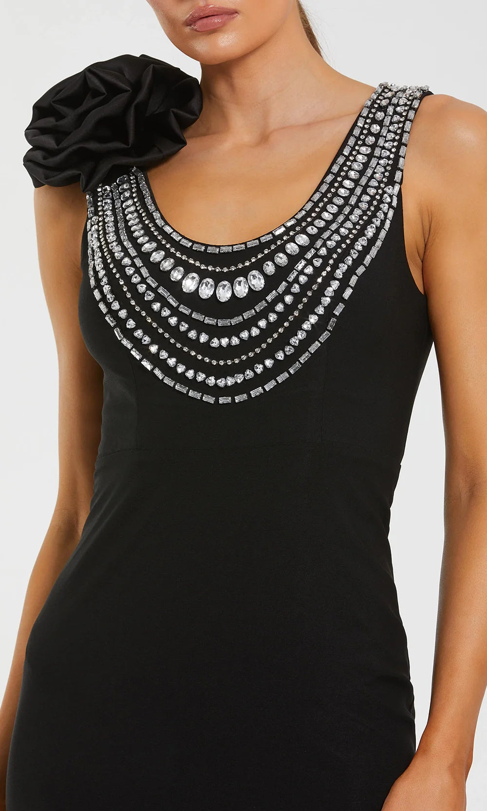 Ieena Duggal 50090 - Beaded Neckline Jersey Sheath Gown Prom Dresses