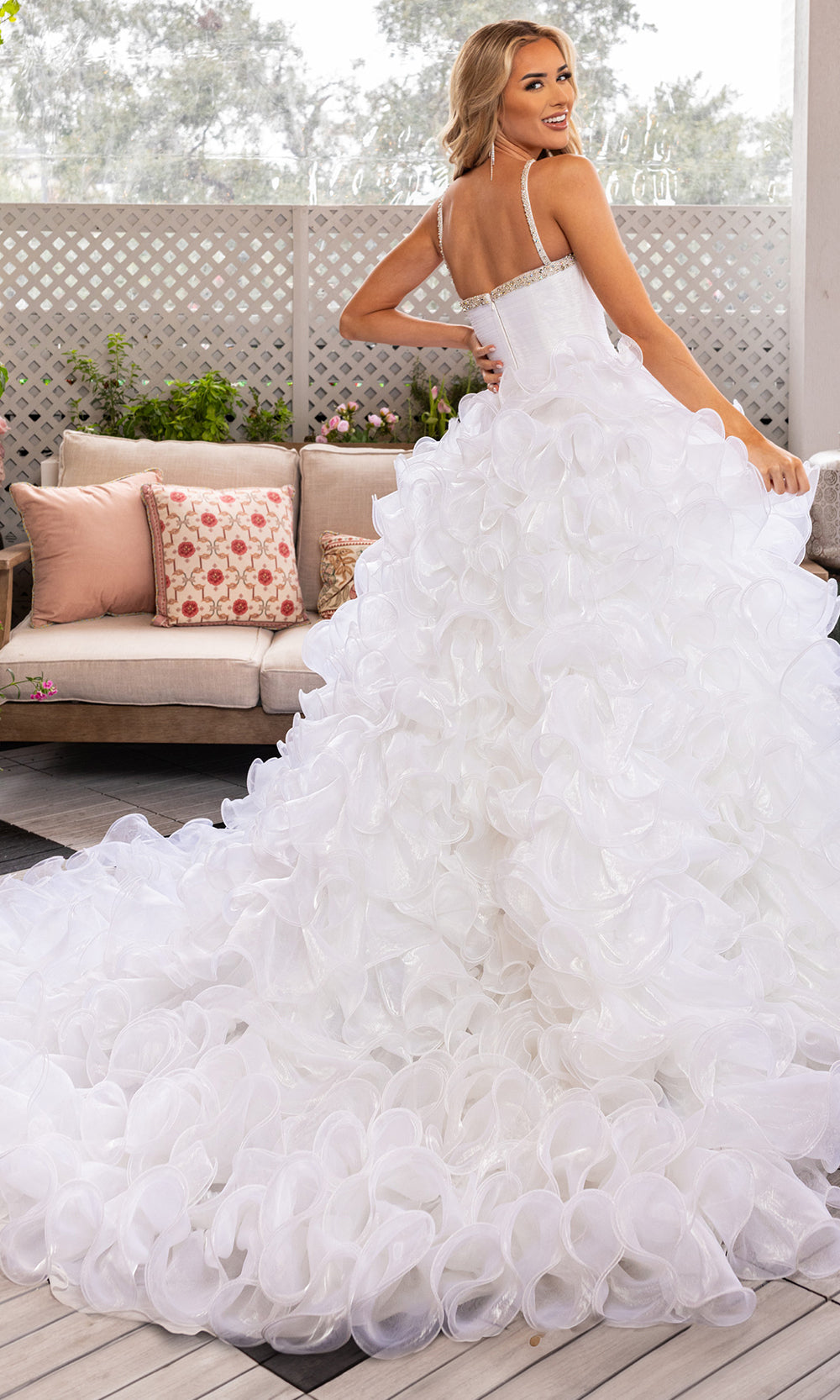 Rachel Allan 50365 - Halter Neck Organza Gown with Ruffles Ball Gowns