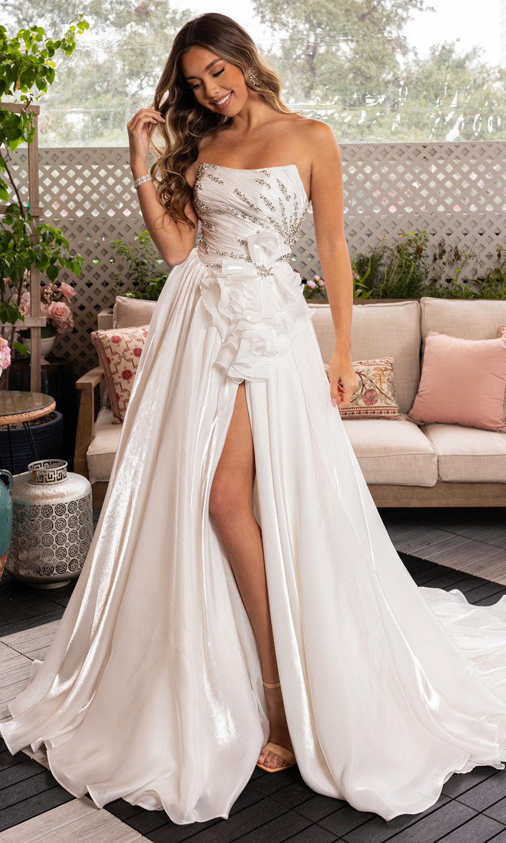 Rachel Allan 50368 - Scoop Embellished Gown with Floral Waist Ball Gowns