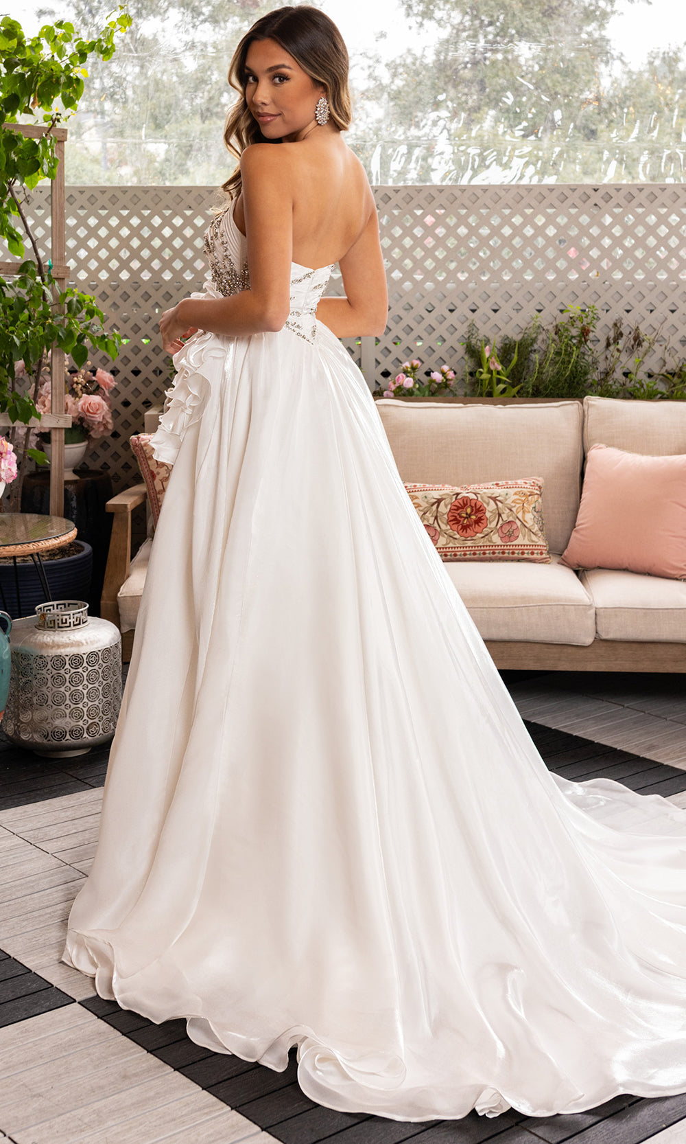 Rachel Allan 50368 - Scoop Embellished Gown with Floral Waist Ball Gowns