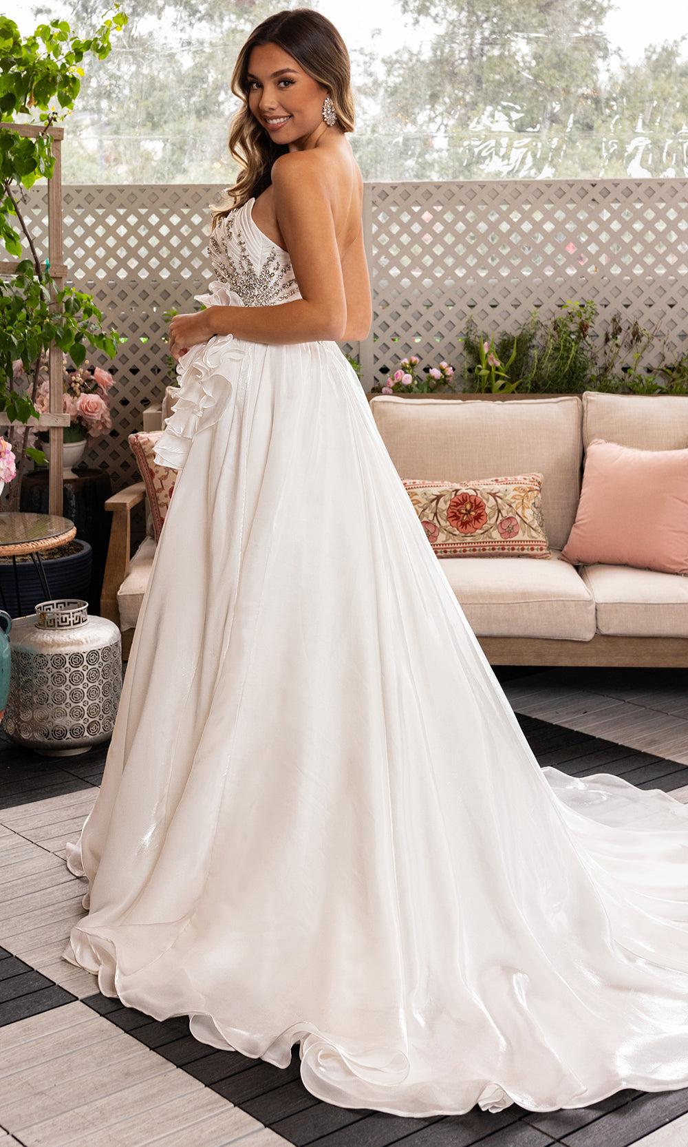 Rachel Allan 50368 - Scoop Embellished Gown with Floral Waist Ball Gowns