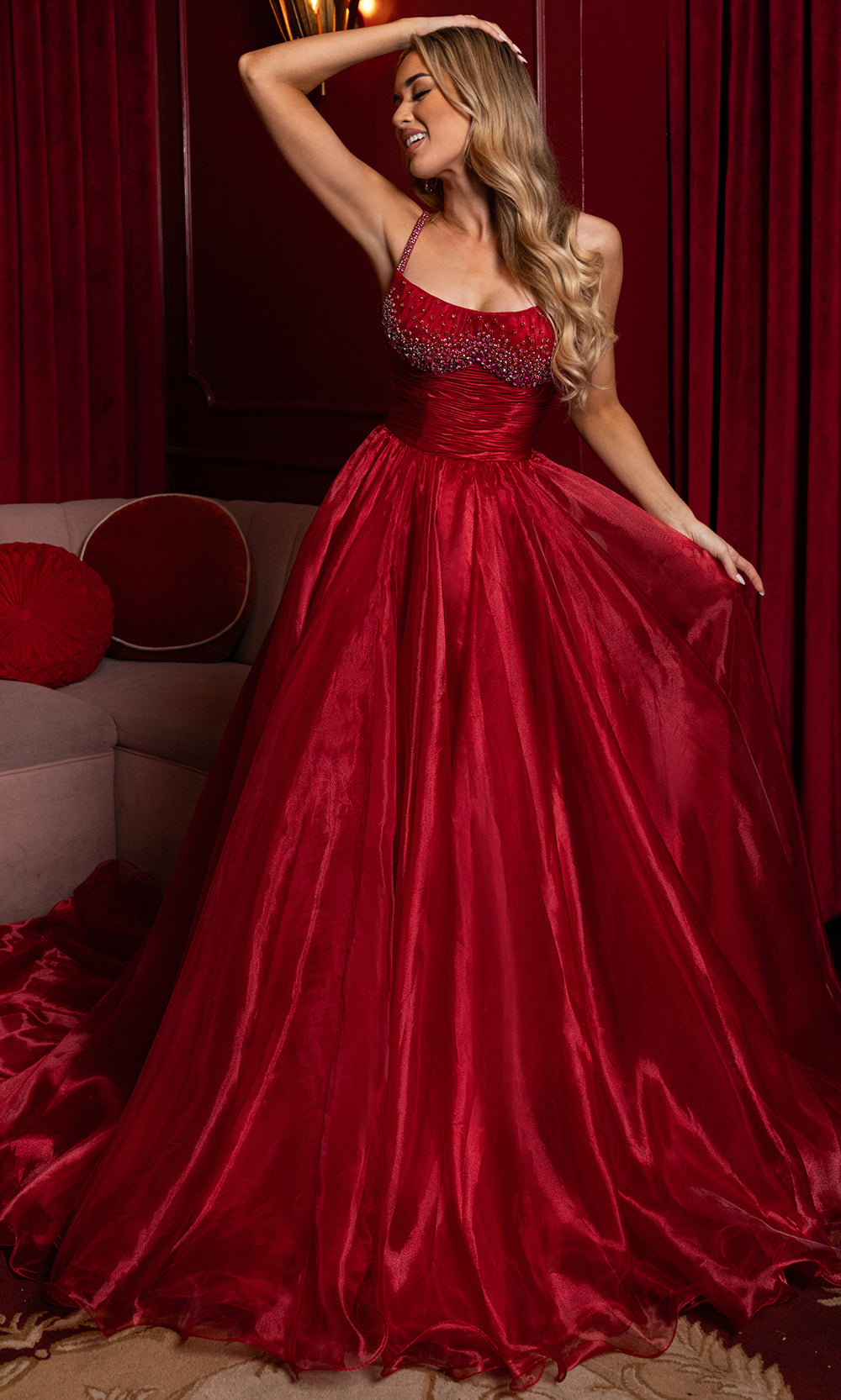 Rachel Allan 50386 - Ruched Waist Layered Skirt Gown Ball Gowns